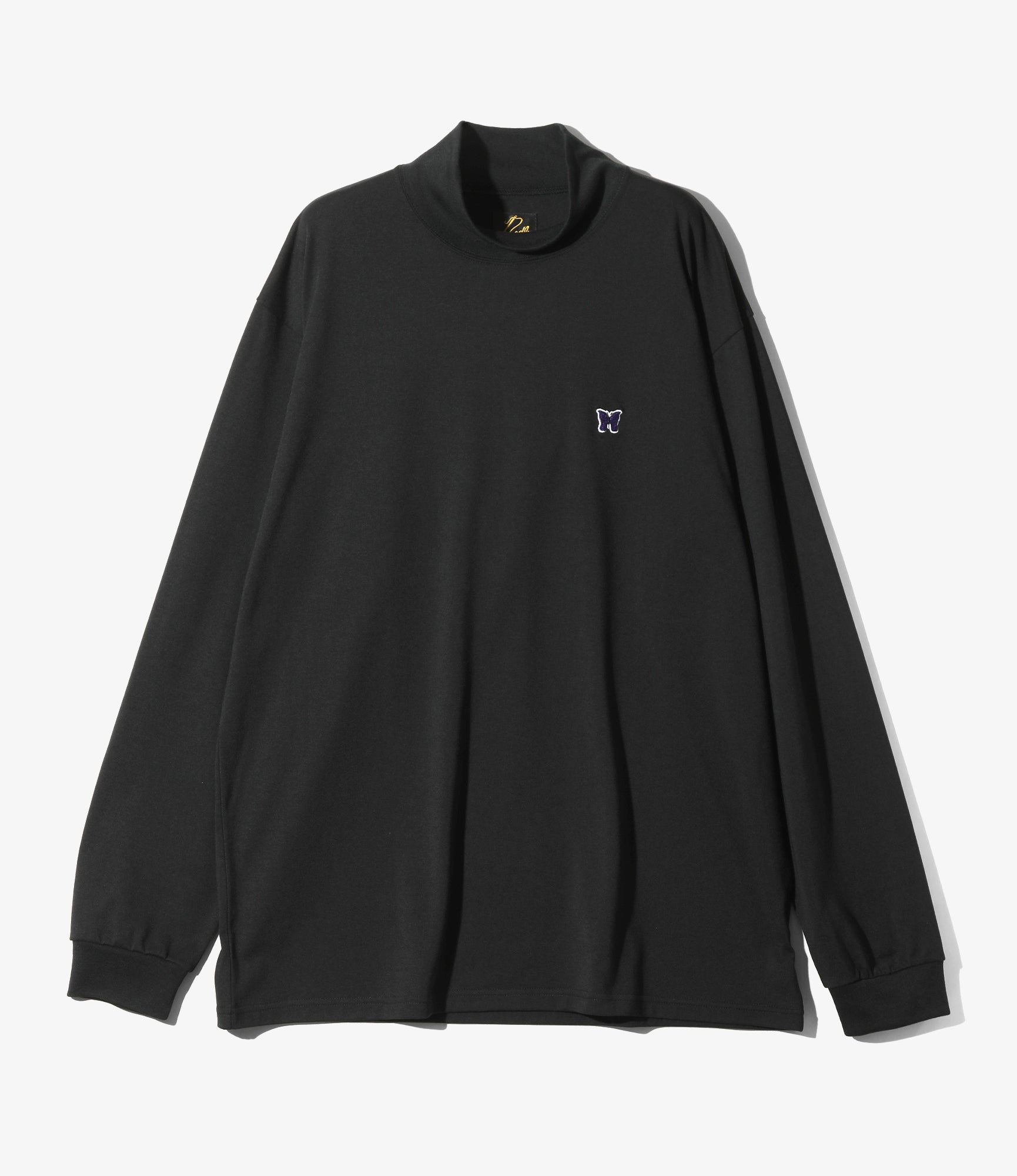 L/S Mock Neck Tee - Black - Poly Jersey | Nepenthes New York