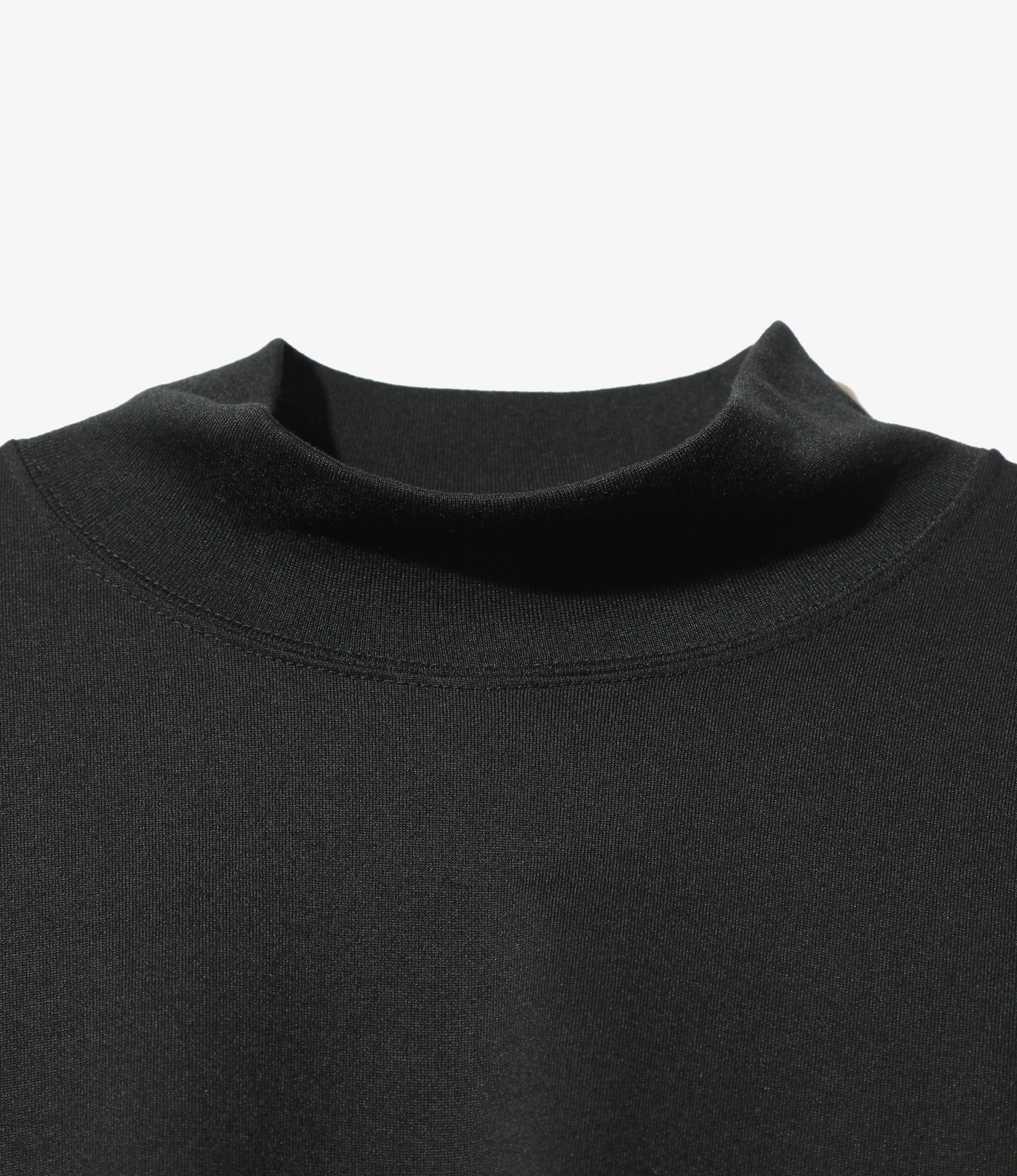 L/S Mock Neck Tee - Black - Poly Jersey