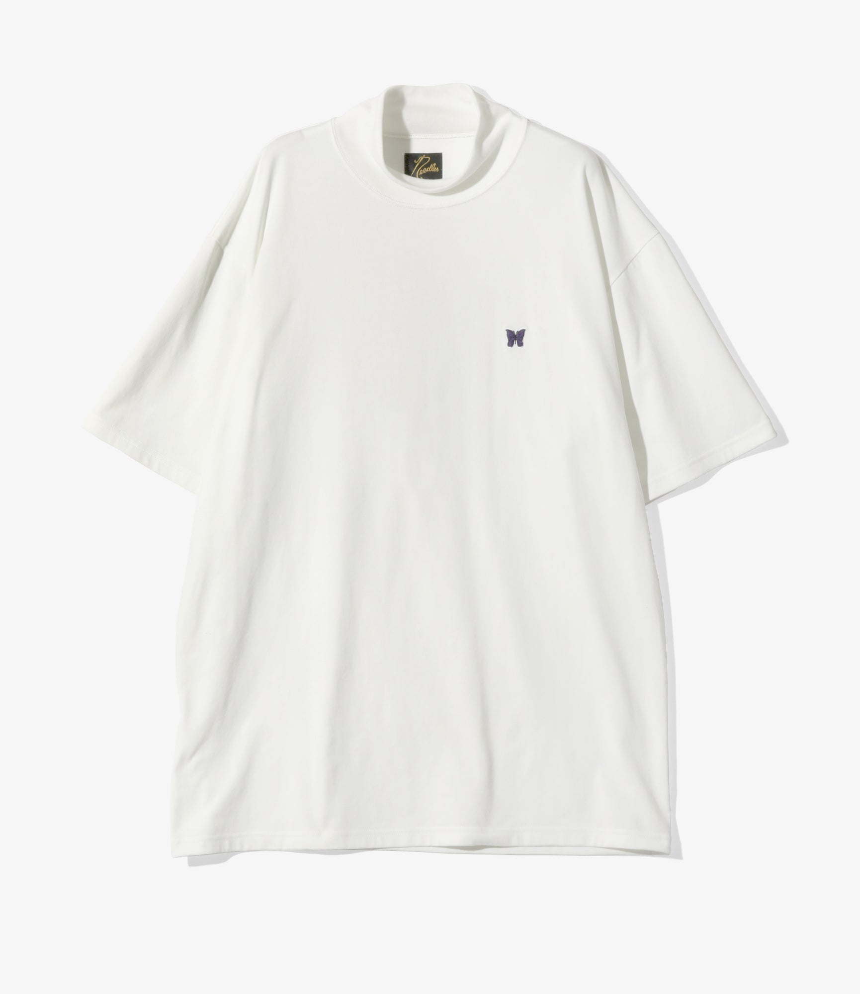 S/S Mock Neck Tee - White - Poly Jersey