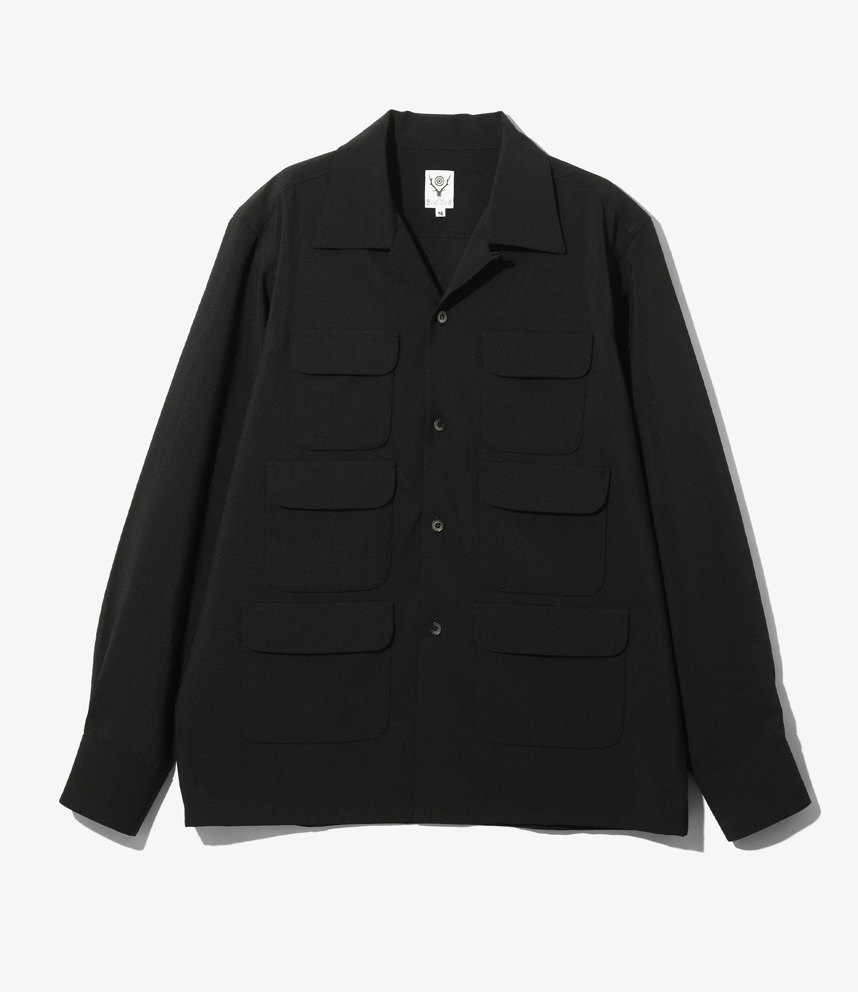 6 Pocket Classic Shirt - Black - Poly Tropical Cloth