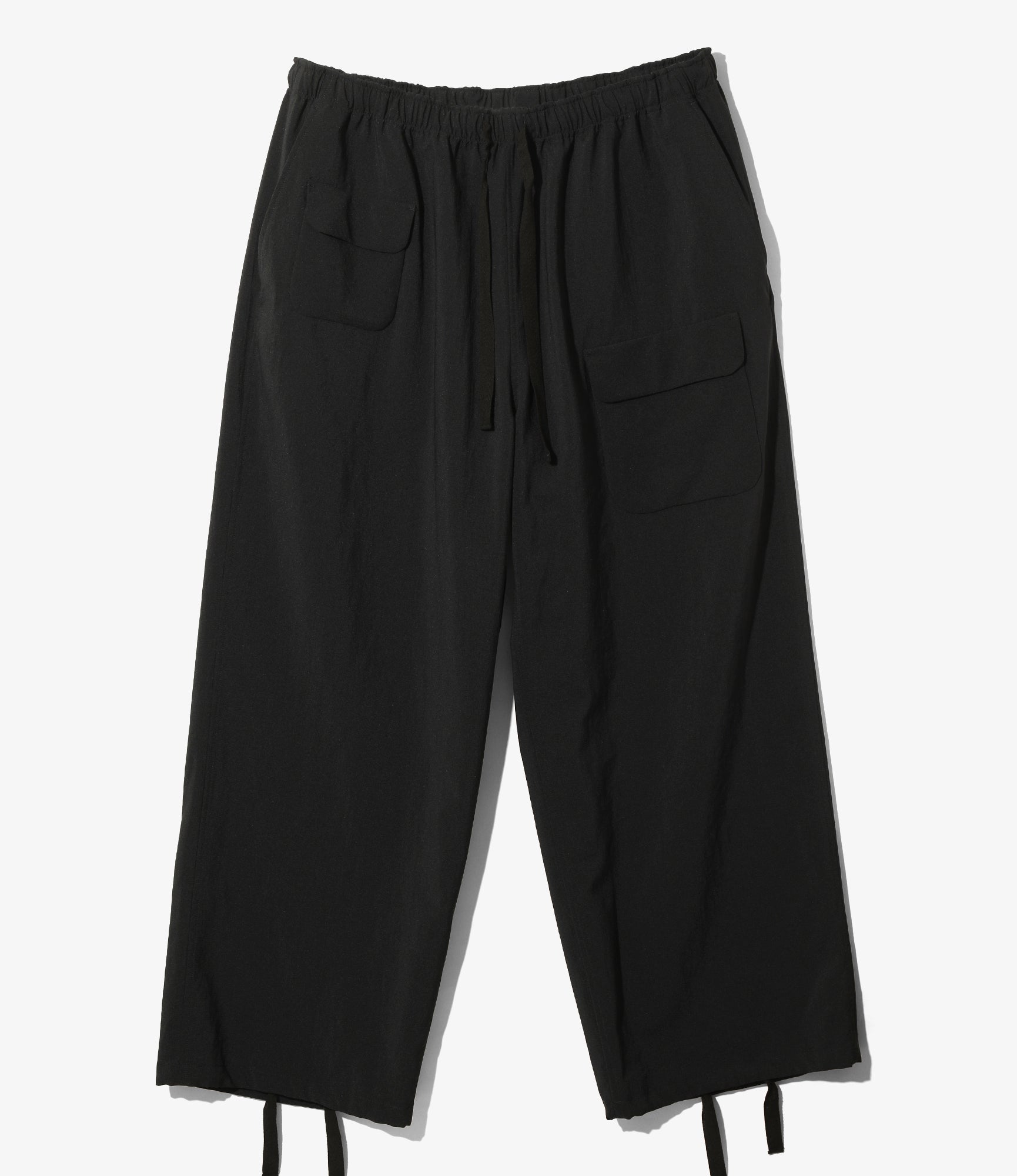 String Cuff Balloon Pant - Black - Poly Tropical Cloth