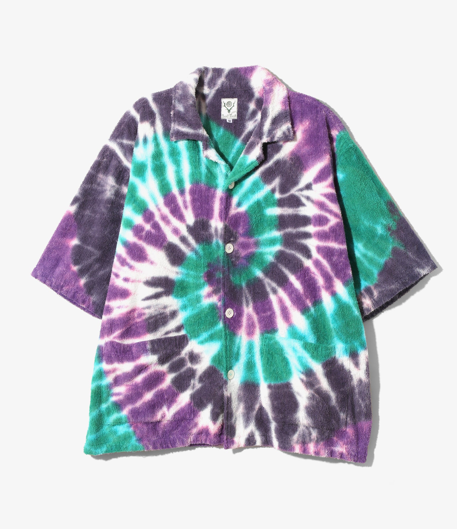 Cabana Shirt - Green / Purple - Cotton Pile / Tie Dye
