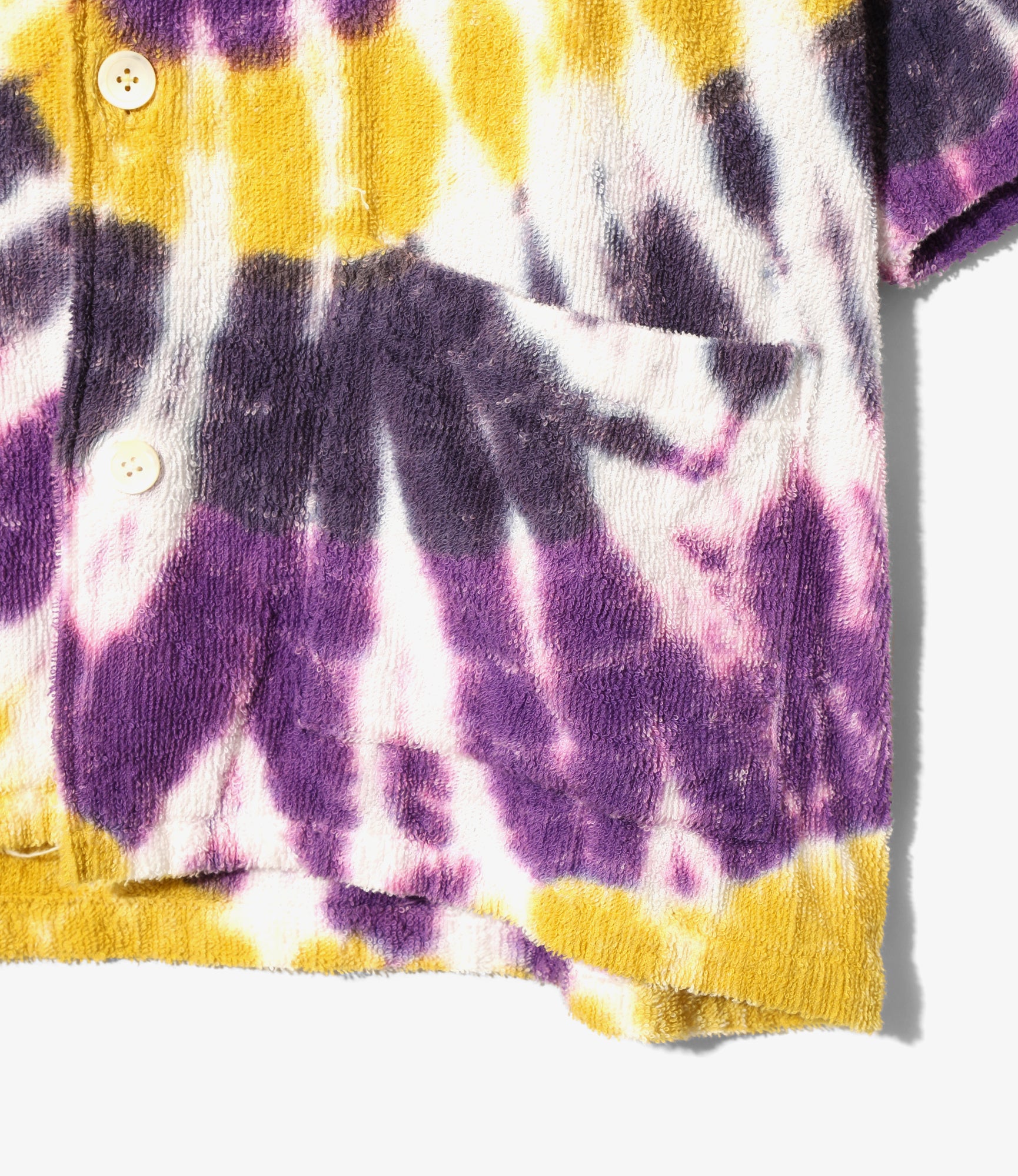Cabana Shirt - Yellow / Purple - Cotton Pile / Tie Dye