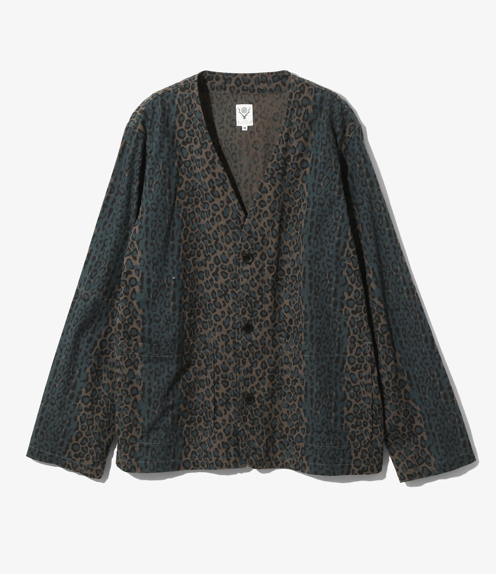 V Neck Jacket - Leopard - Flannel Cloth / Printed