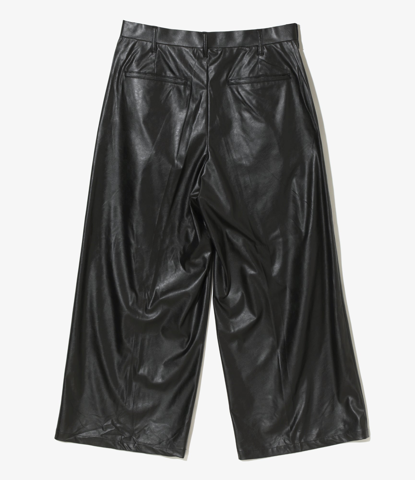 Tucked Wide Pant - Black - Synthetic Leather