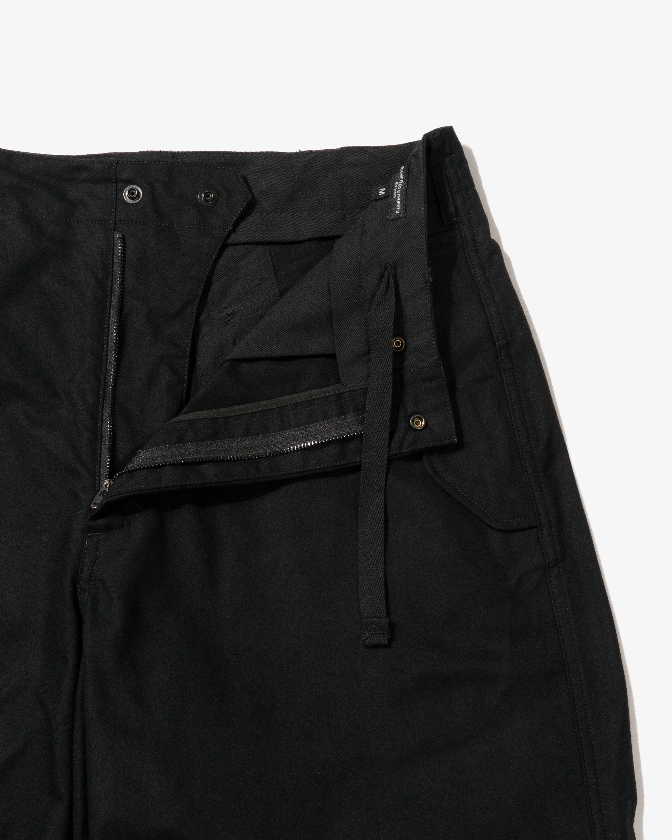 Over Pant - Black Cotton Brushed Herringbone