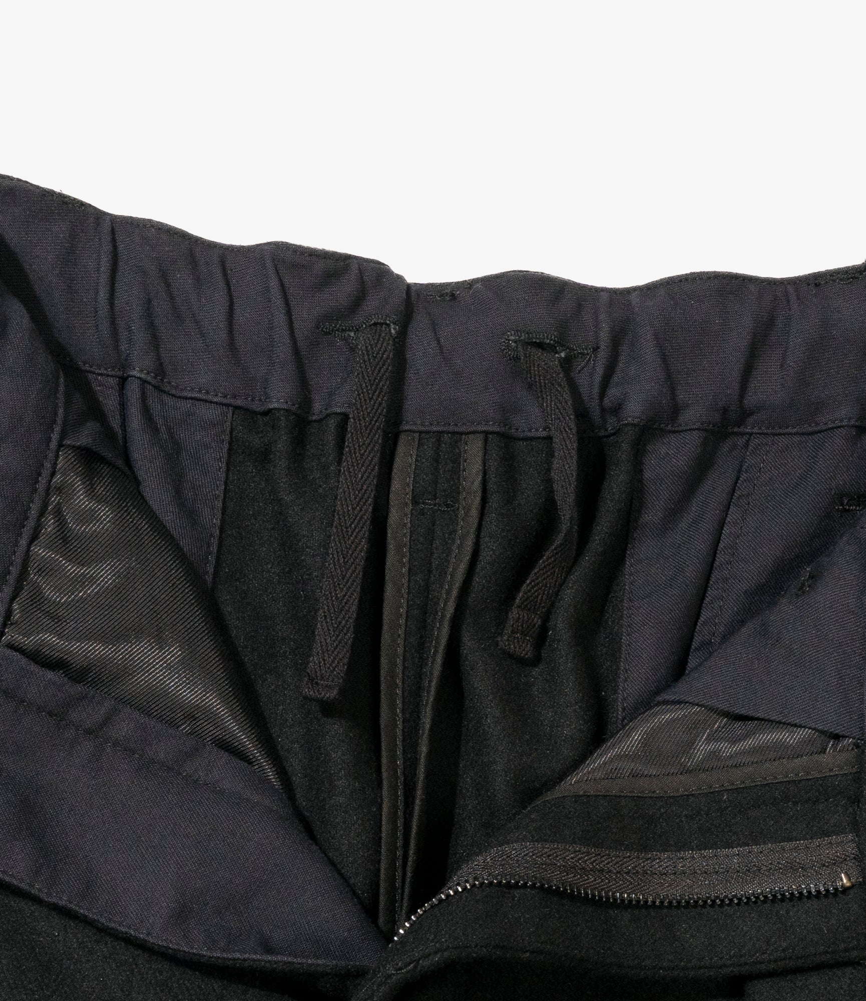 Oxford Pant - Black Solid Poly Wool Flannel