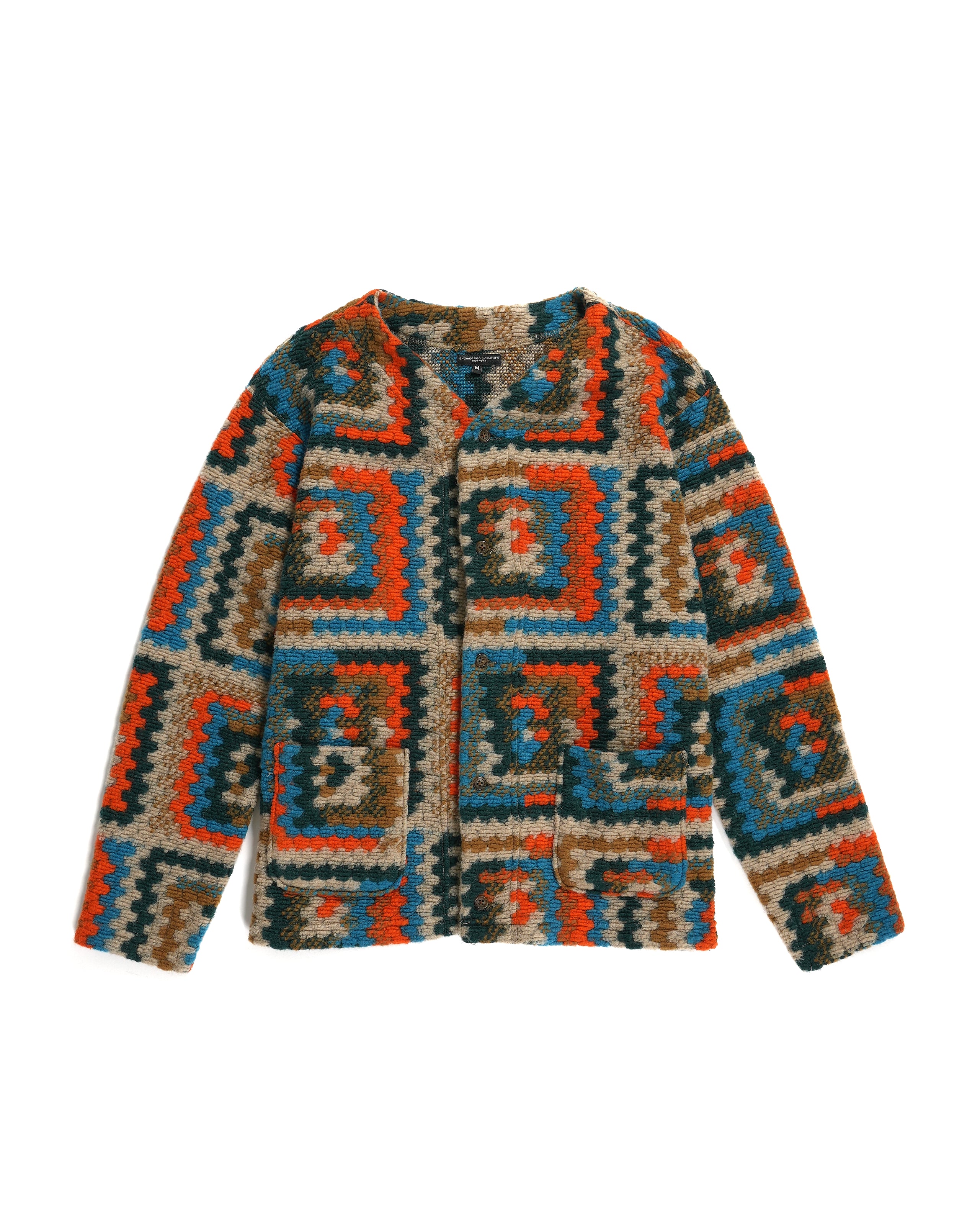 Knit Cardigan - Multi Color Poly Wool Crochet