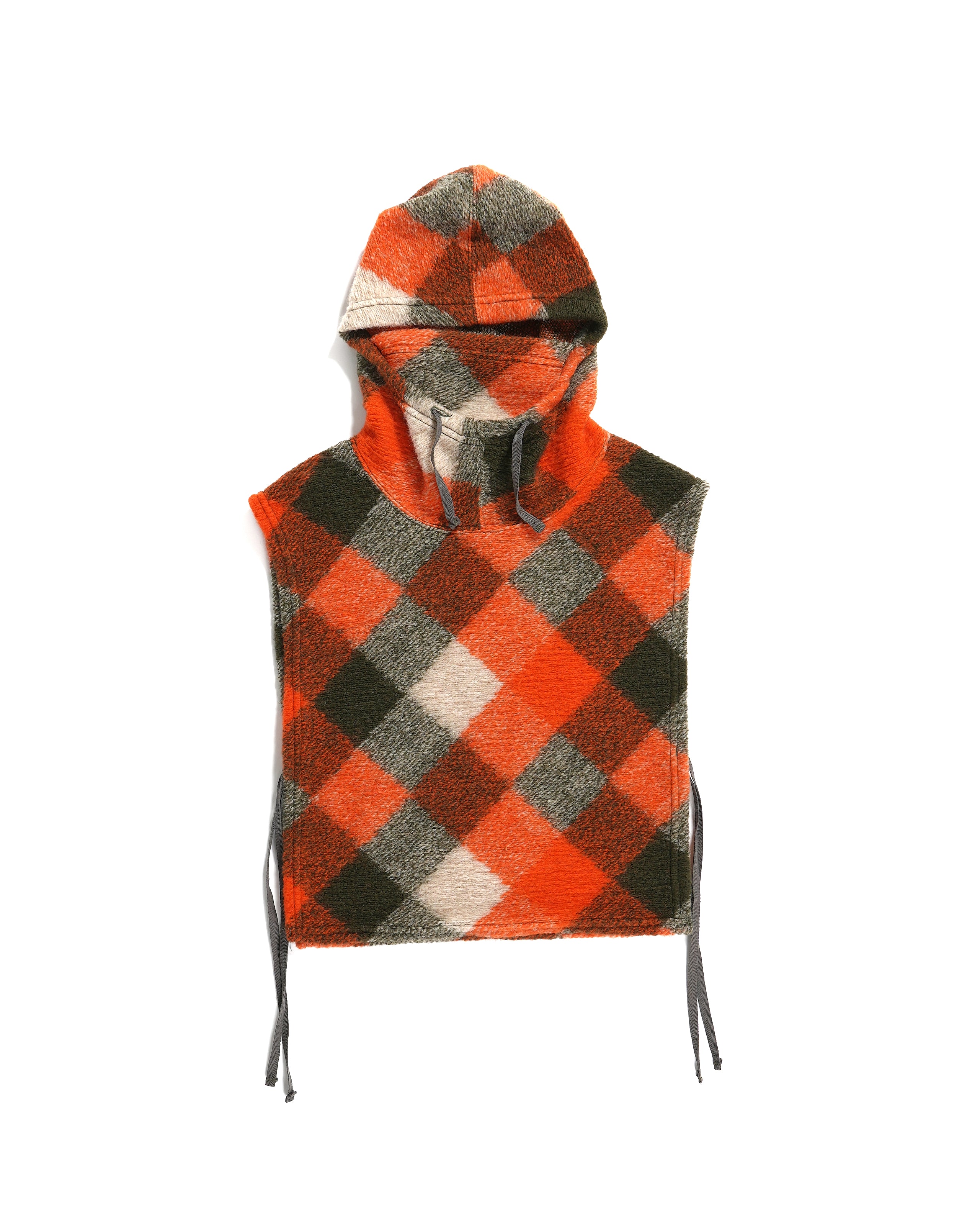 Hooded Interliner - Orange / Olive Poly Wool Diamond Knit