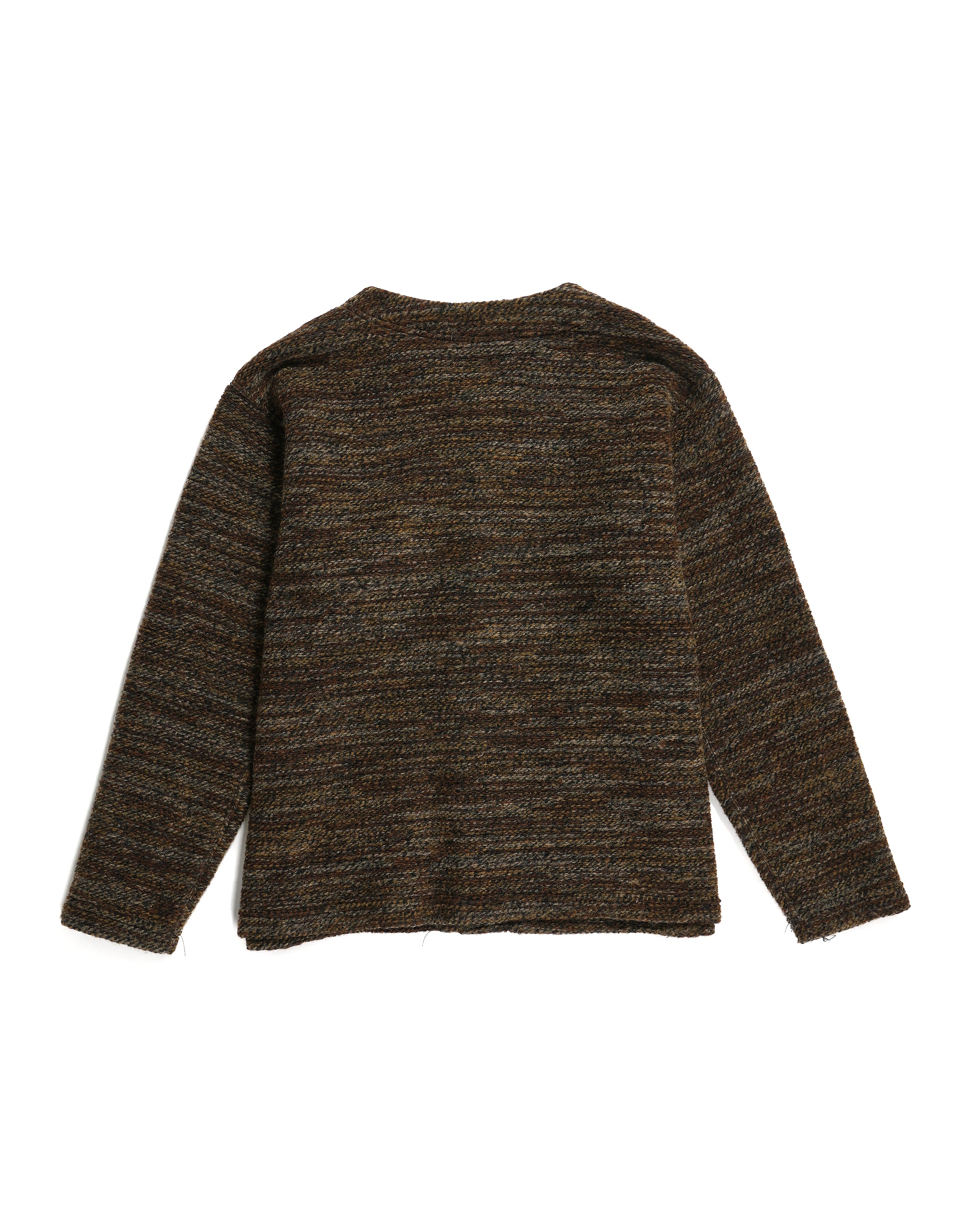 Knit Cardigan - Brown Poly Wool Melange Knit