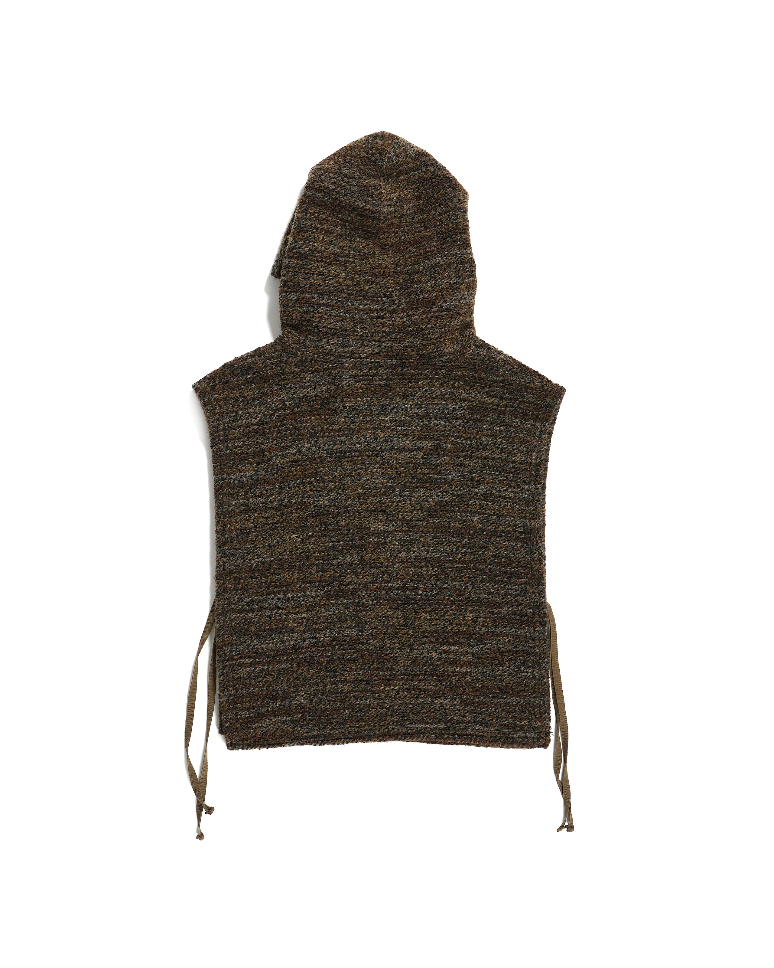Hooded Interliner - Brown Poly Wool Melange Knit