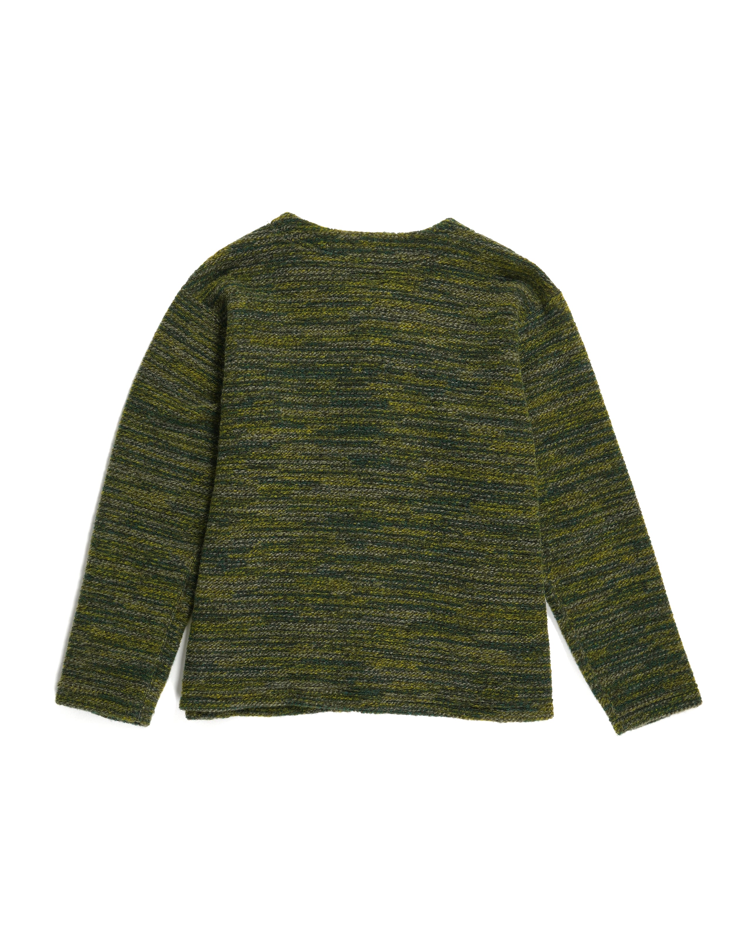 Knit Cardigan - Green Poly Wool Melange Knit