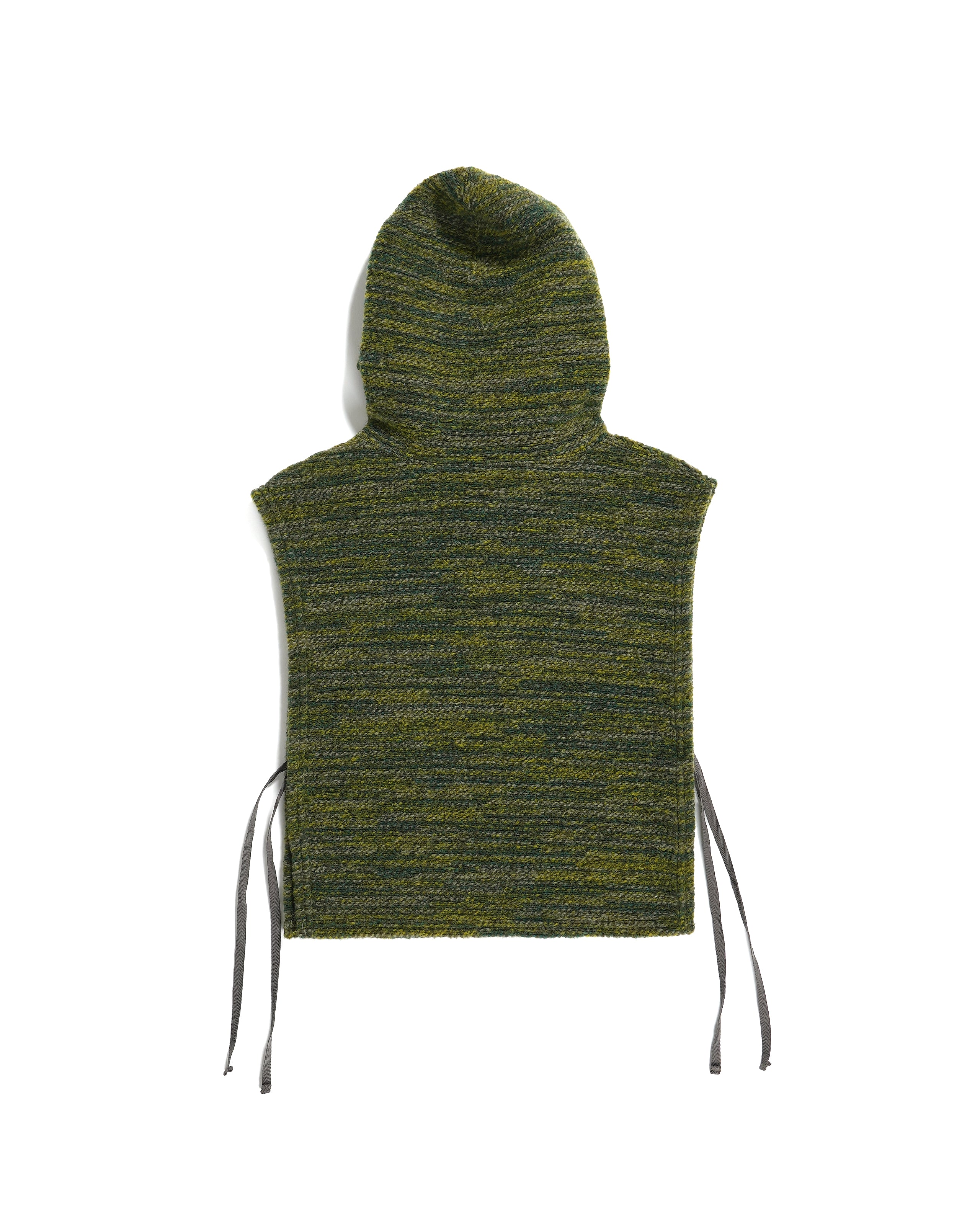 Hooded Interliner - Green Poly Wool Melange Knit