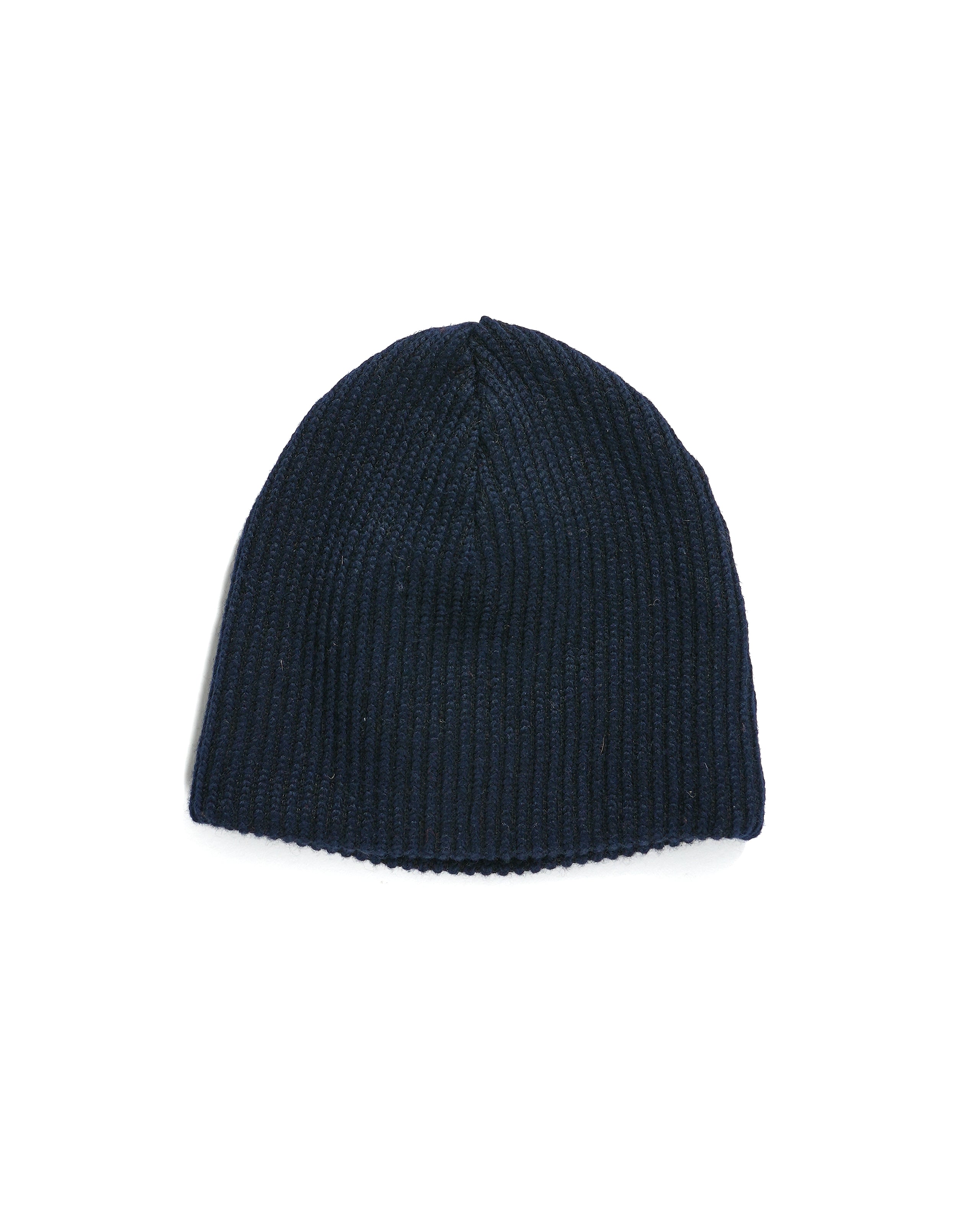 Beanie - Navy Wool Poly Sweater Knit