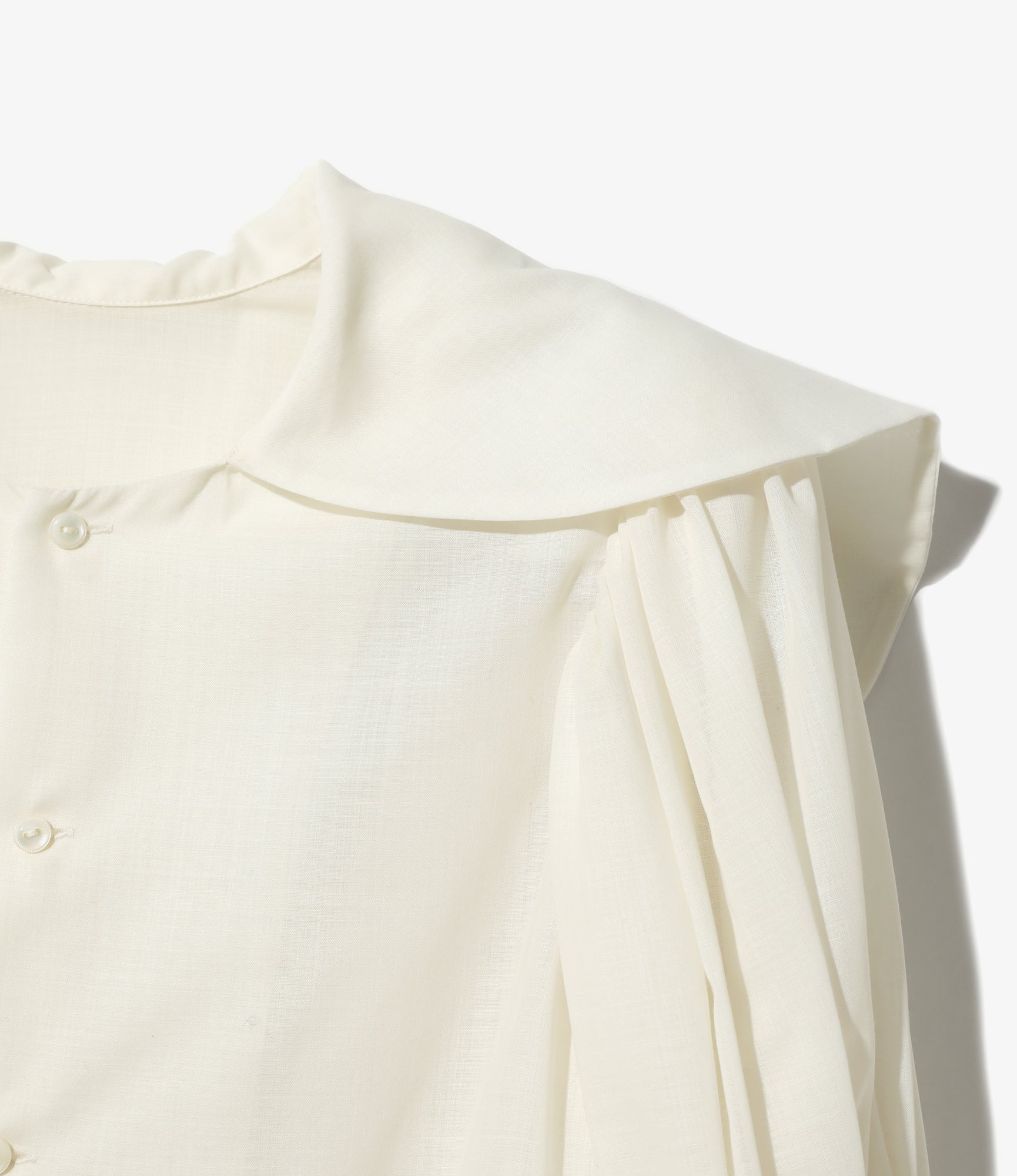 Two-way Cape Collar Blouse - Natural - Voile