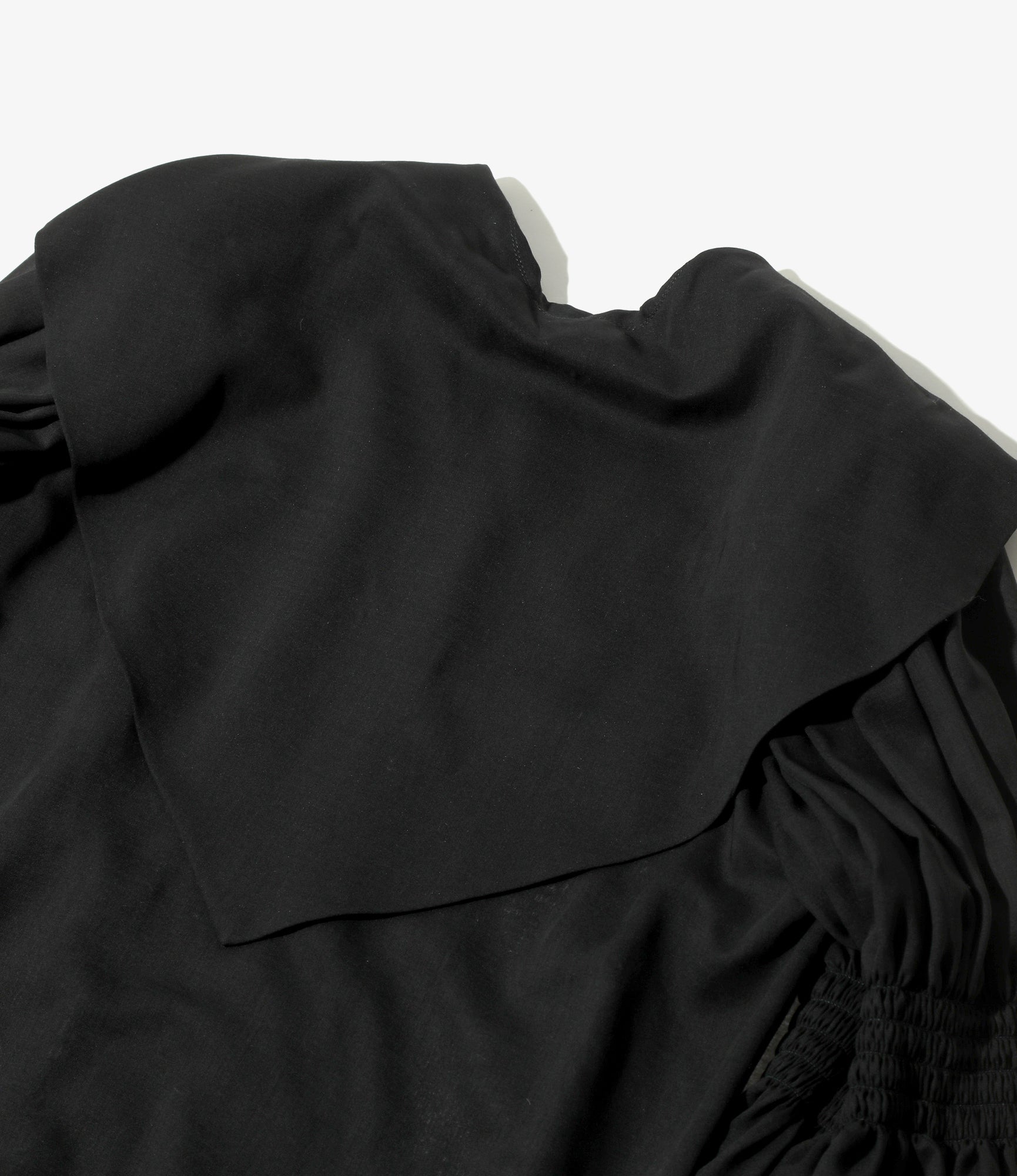 Two-way Cape Collar Blouse - Black - Voile