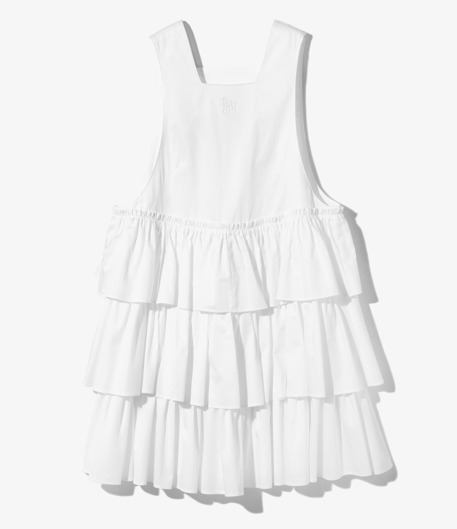 Monogram Stitch Tiered Dress - White