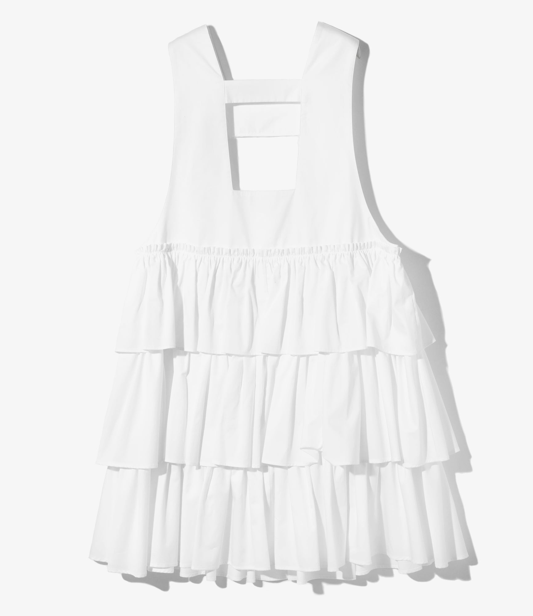 Monogram Stitch Tiered Dress - White