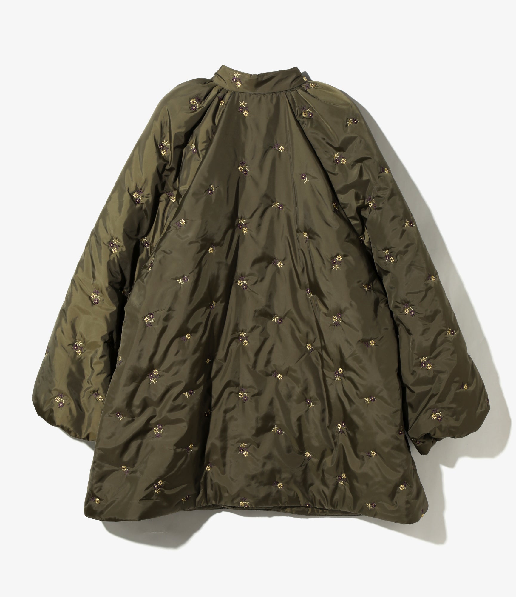 Padded Coat - Olive - Original Floral Pattern Embroidery
