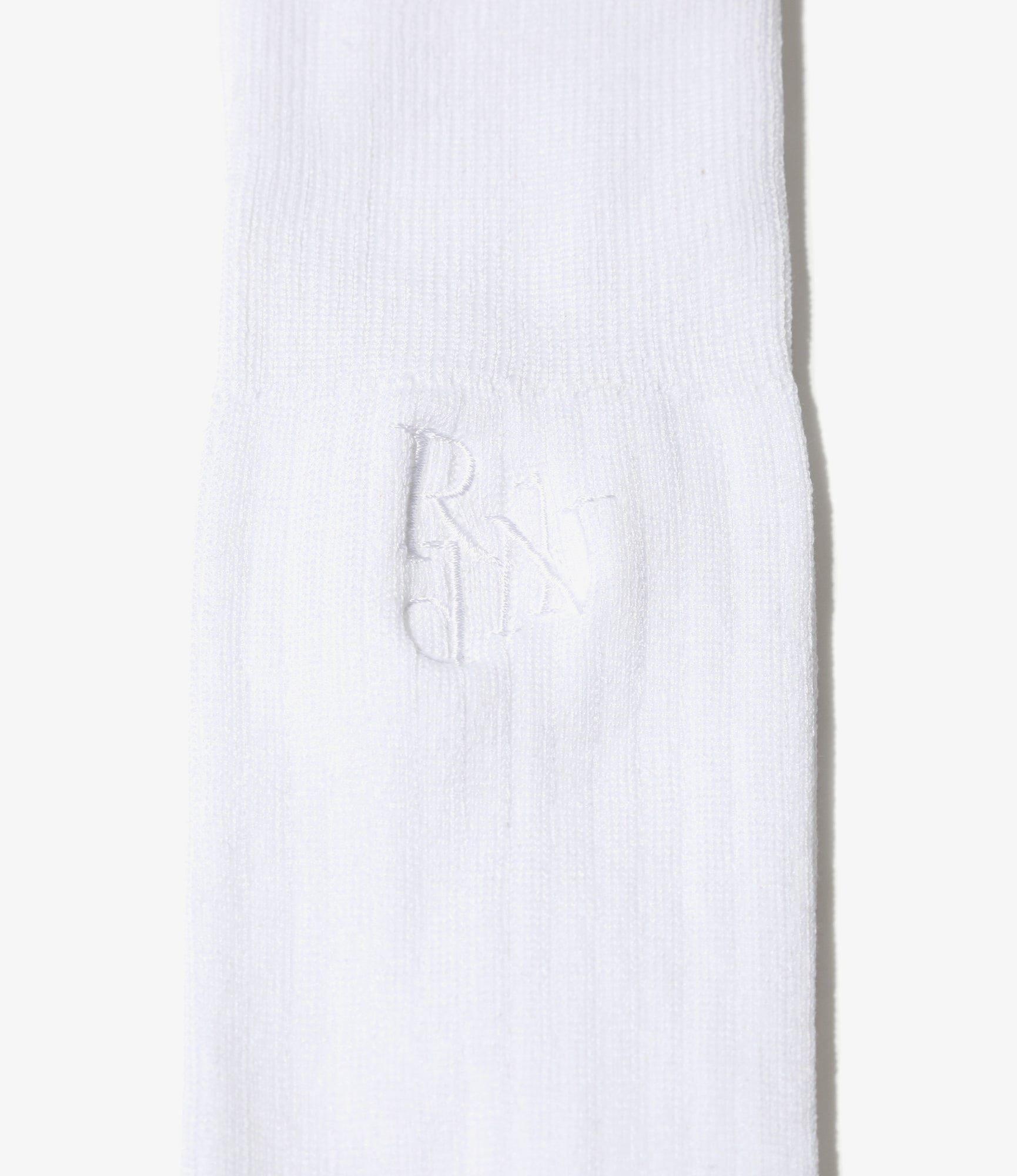 Monogram Stitch Ribbed Socks - White