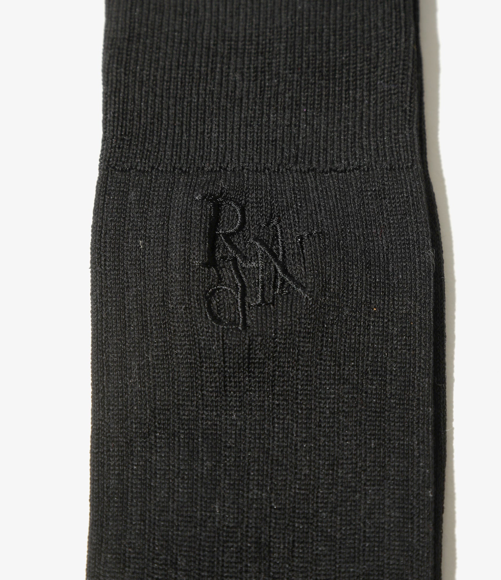 Monogram Stitch Ribbed Socks - Black