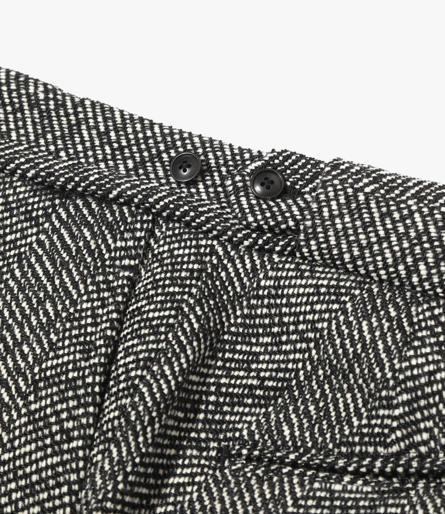 Side Tab Trouser - White - W/N Herringbone