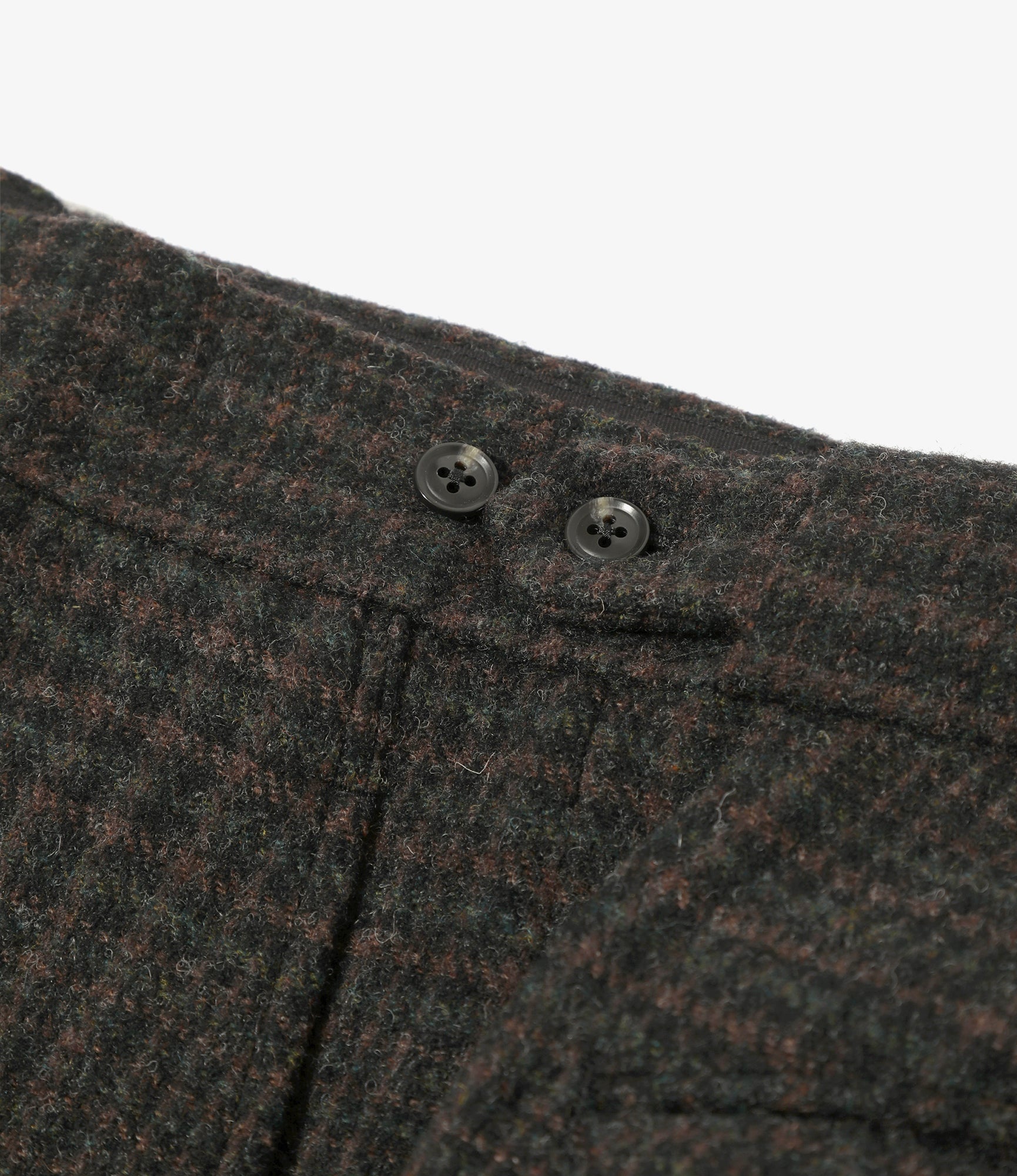 Side Tab Trouser - Charcoal - Wool Glen Plaid