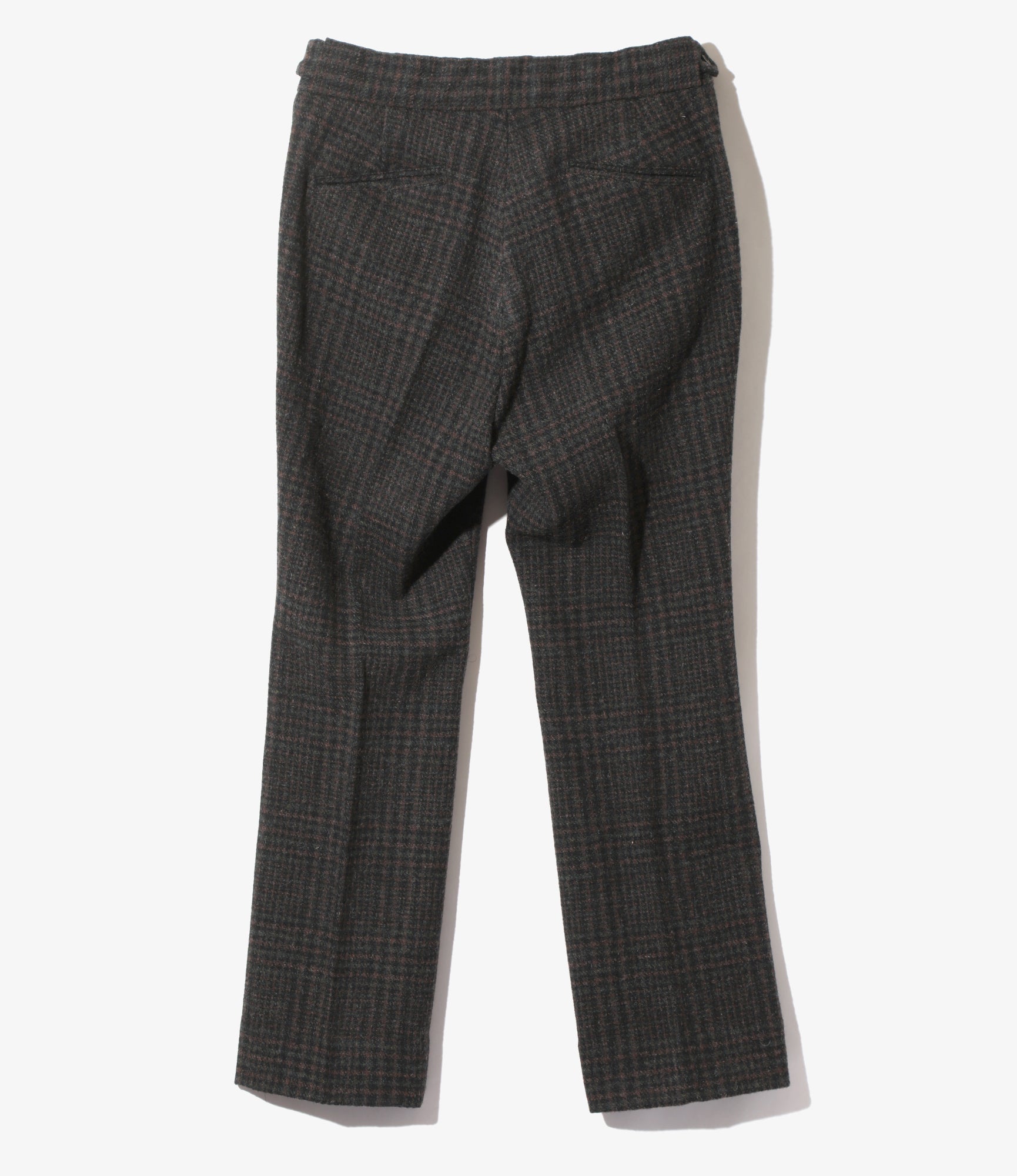 Side Tab Trouser - Charcoal - Wool Glen Plaid