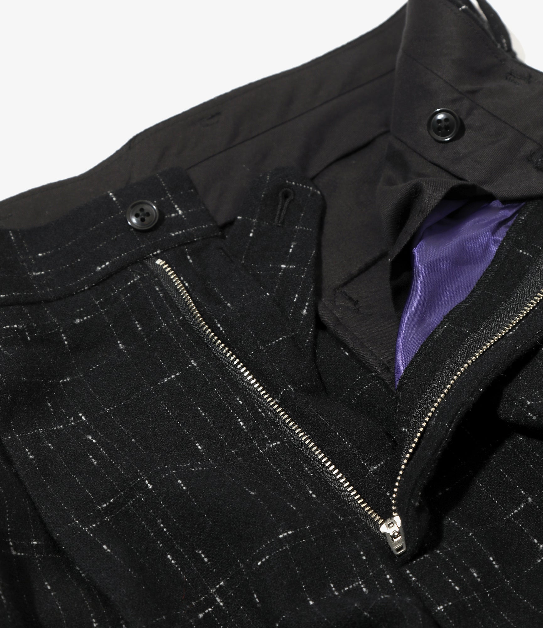 Tucked Trouser - Black - W/N Plaid Cloth