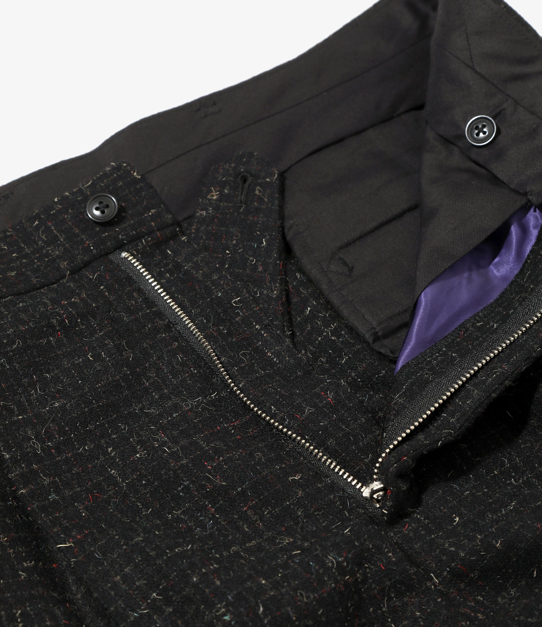 Tucked Trouser - Black - W/N Small Plaid Cloth