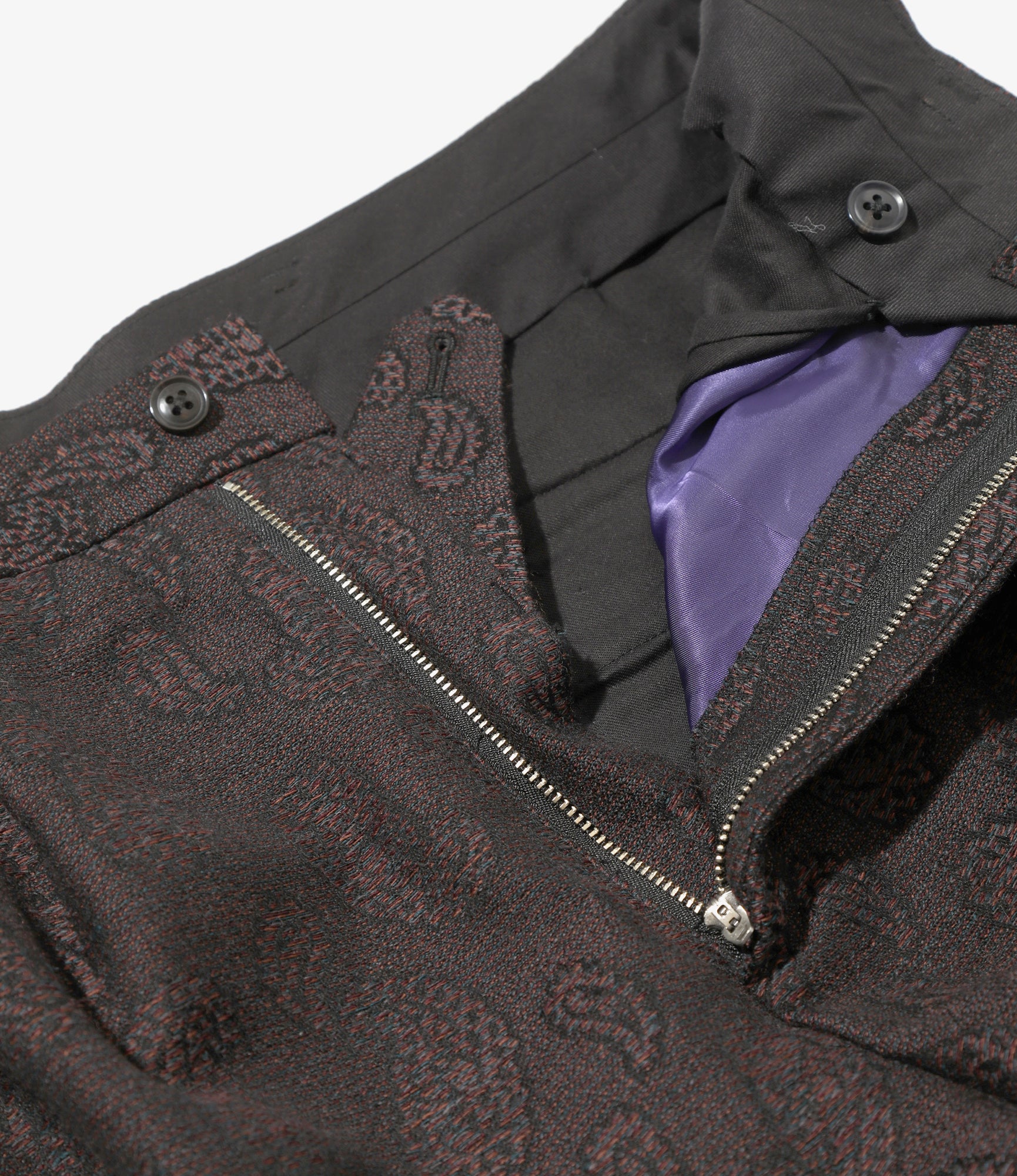 Tucked Trouser - Bordeaux - W/R Paisley Jq.