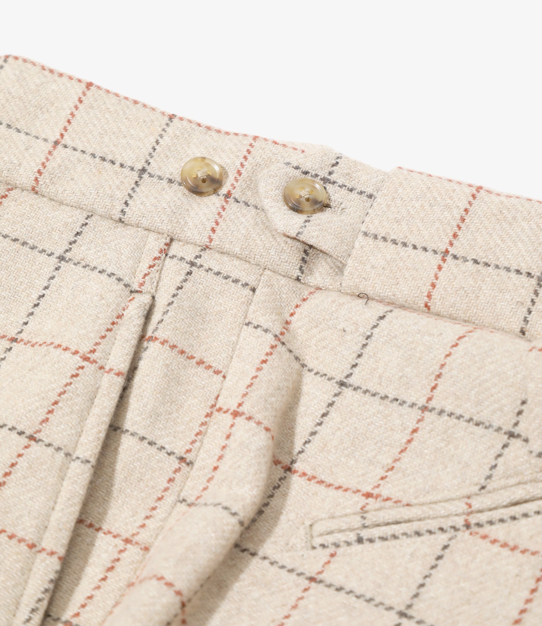 Side Tab Trouser - Beige - W/PE/PC/N/R Plaid Twill