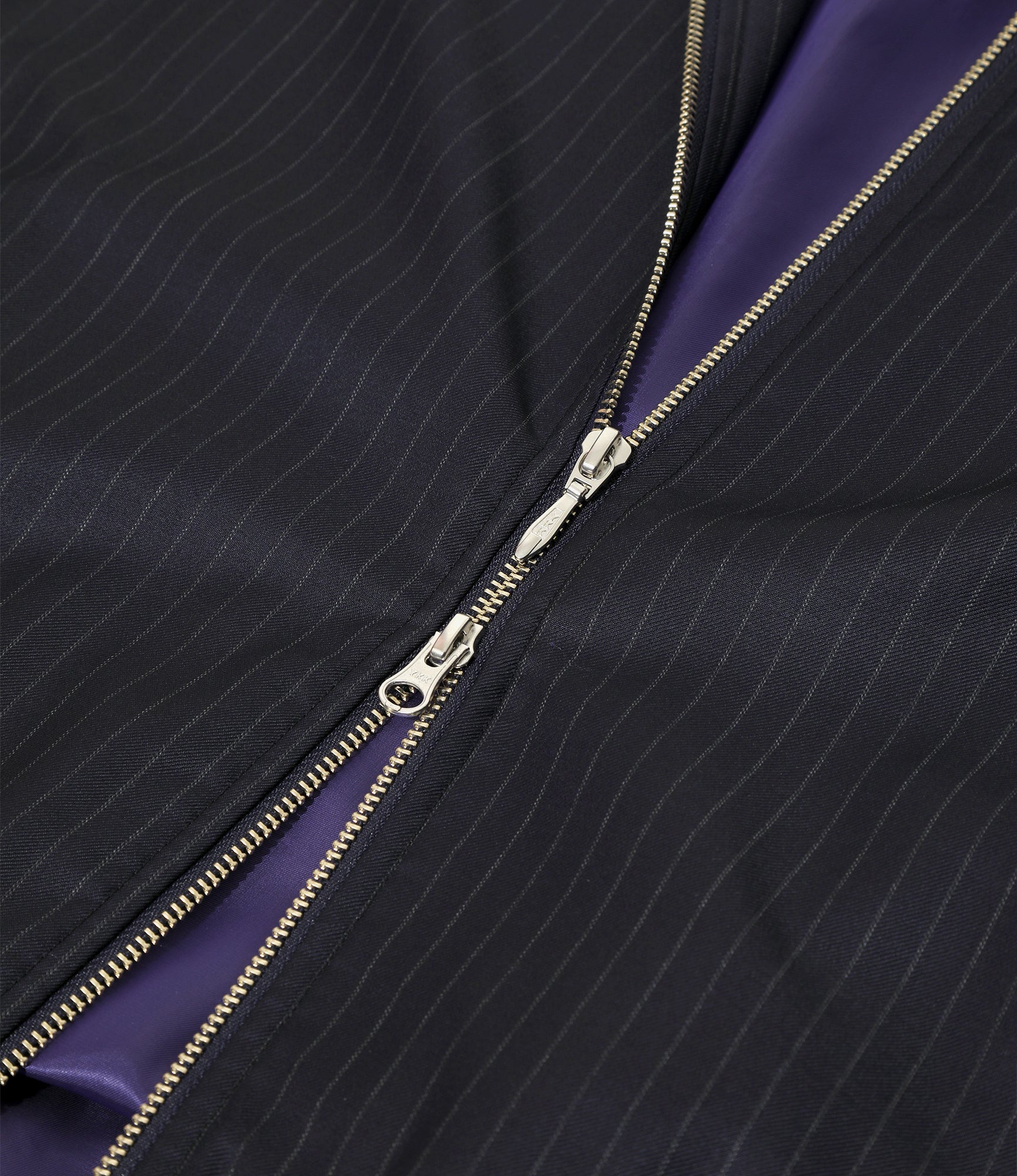 Track Jacket - Navy - Stripe Wool Viyella