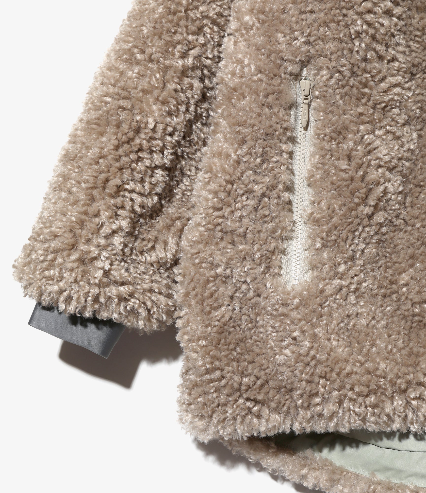 S.C. Faux Fur Jacket - Beige - Poly Curly Fur