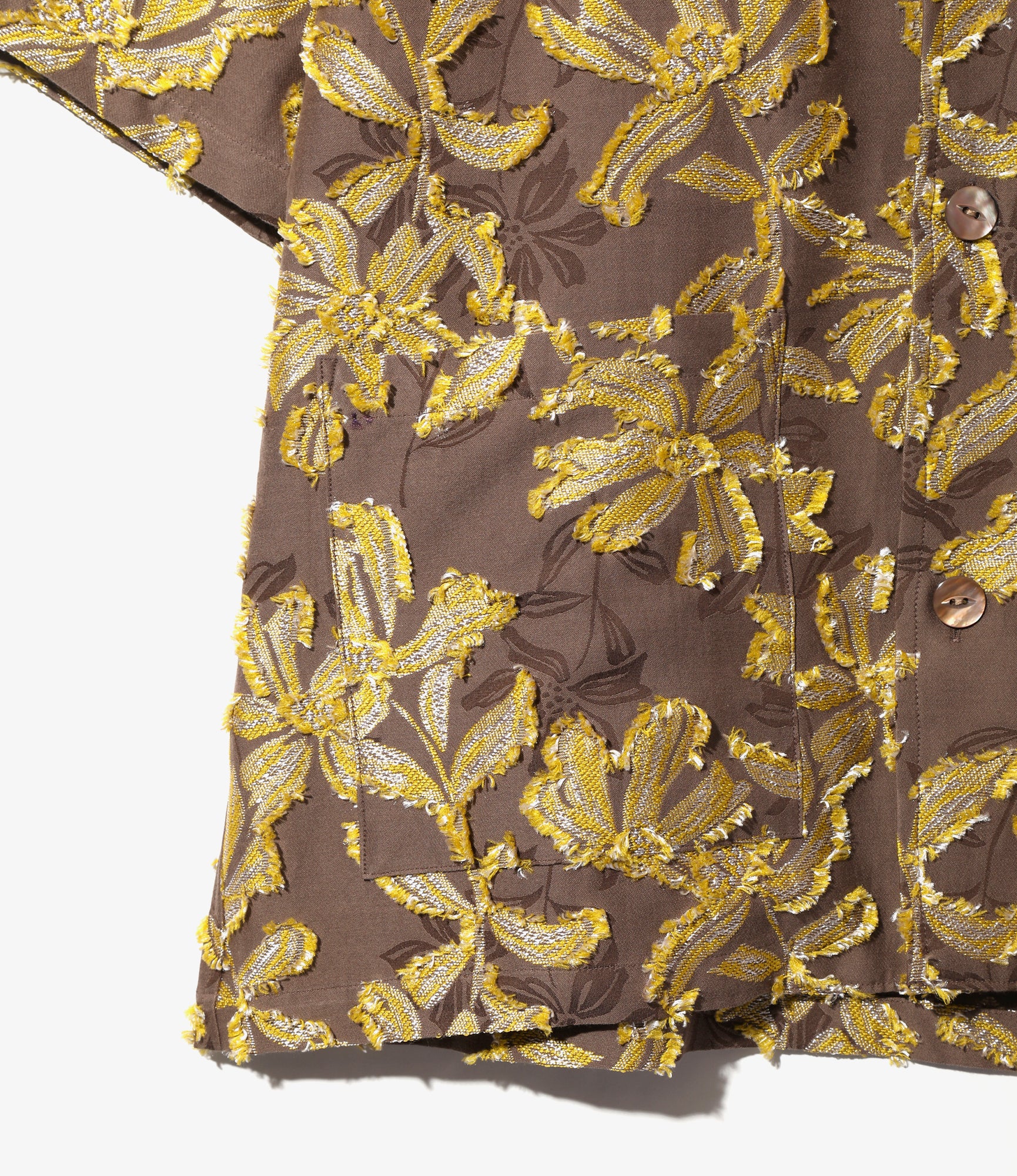 Cabana Shirt - Brown - C/CU/PE Flower Cut Jq.