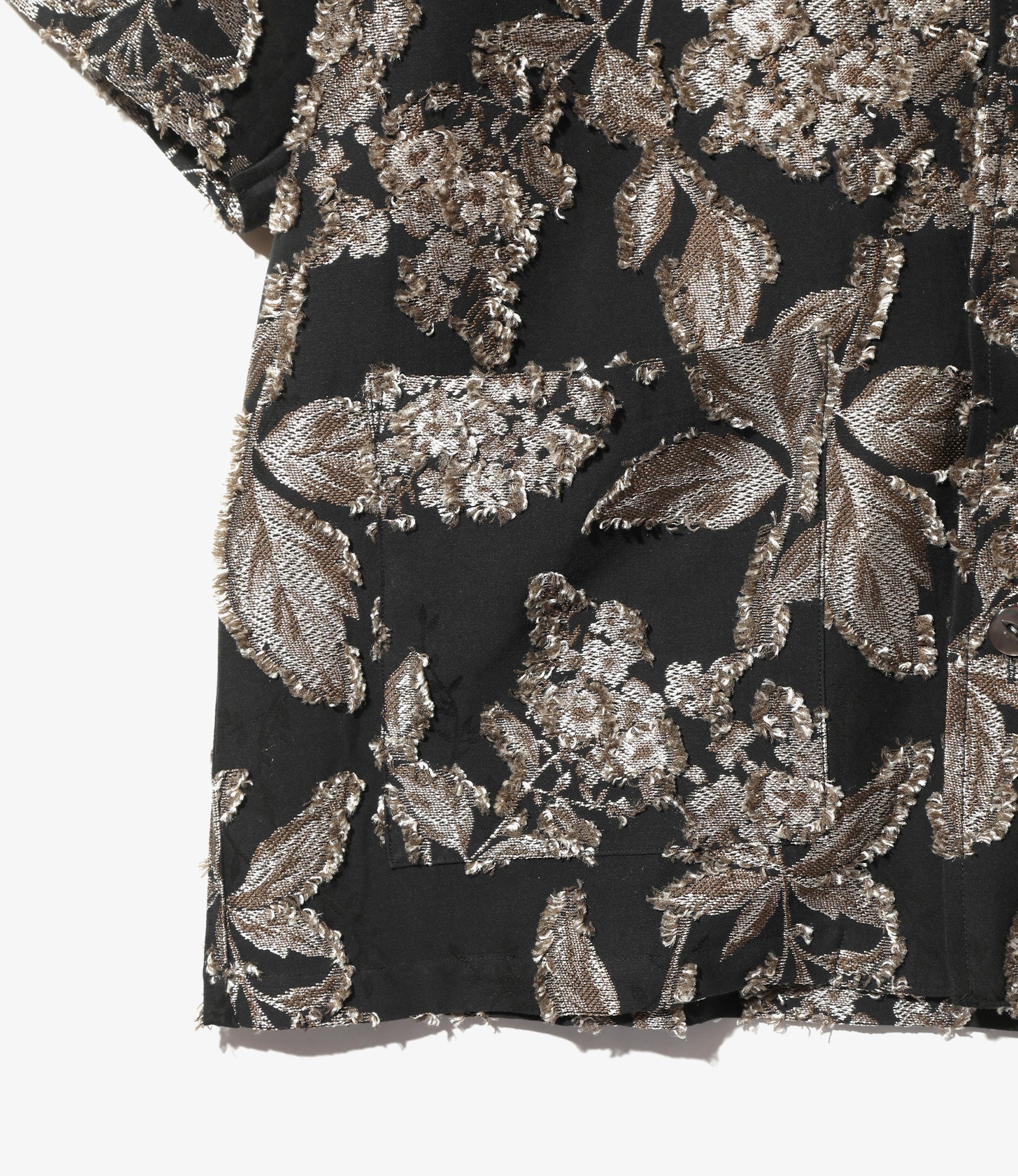 Cabana Shirt - Black - C/CU/PE Flower Cut Jq.