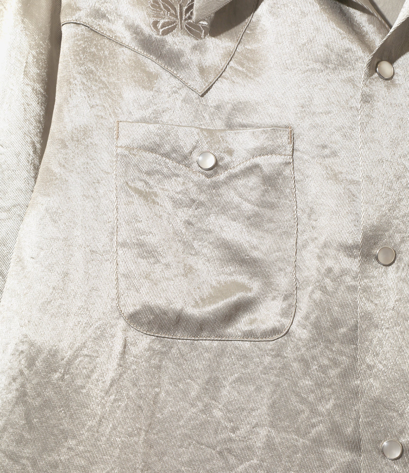 L/S Cowboy One-Up Shirt - Taupe - Acetate Sateen