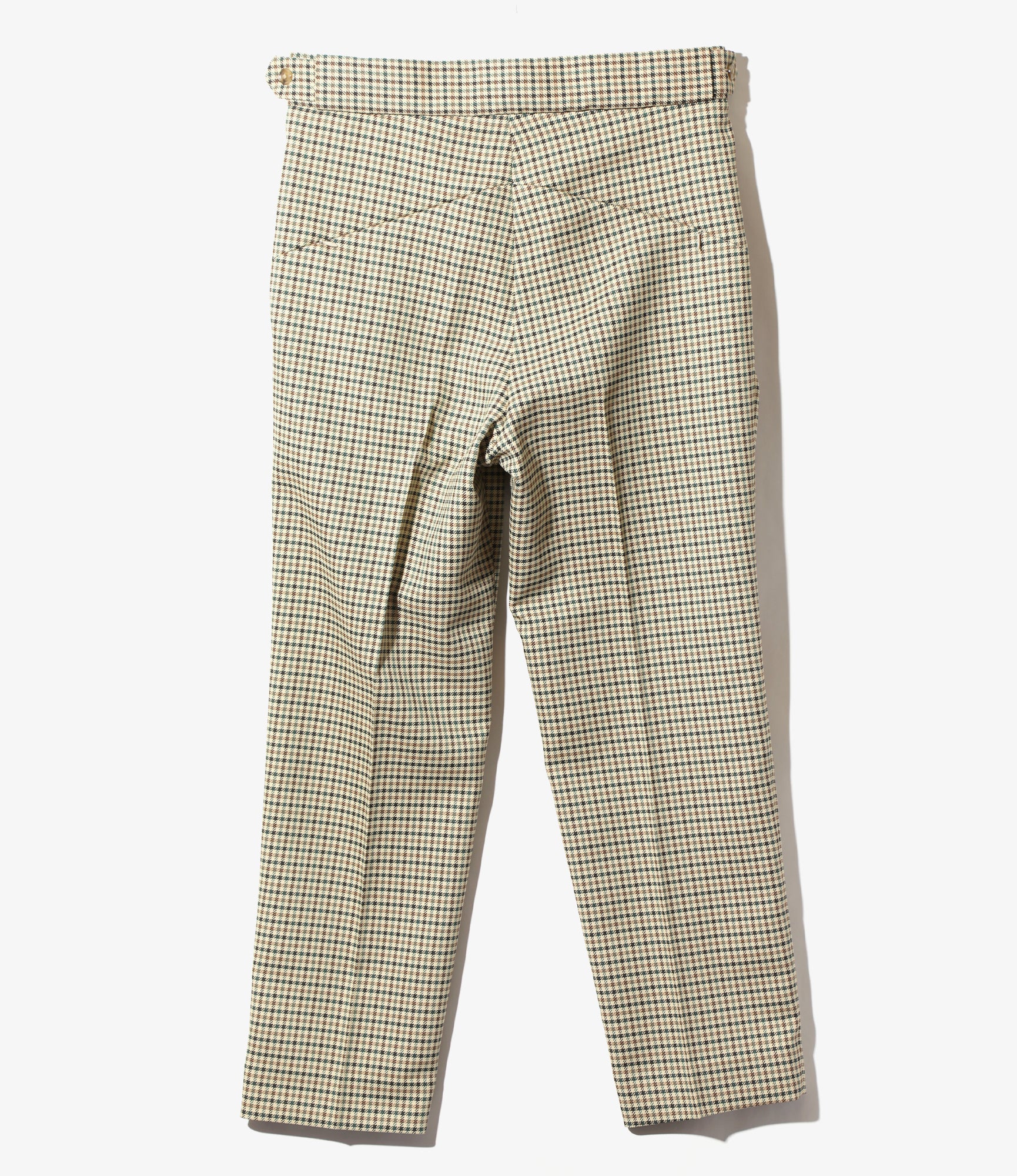 W.U. Tucked Side Tab Trouser - Khaki - Poly Glen Plaid