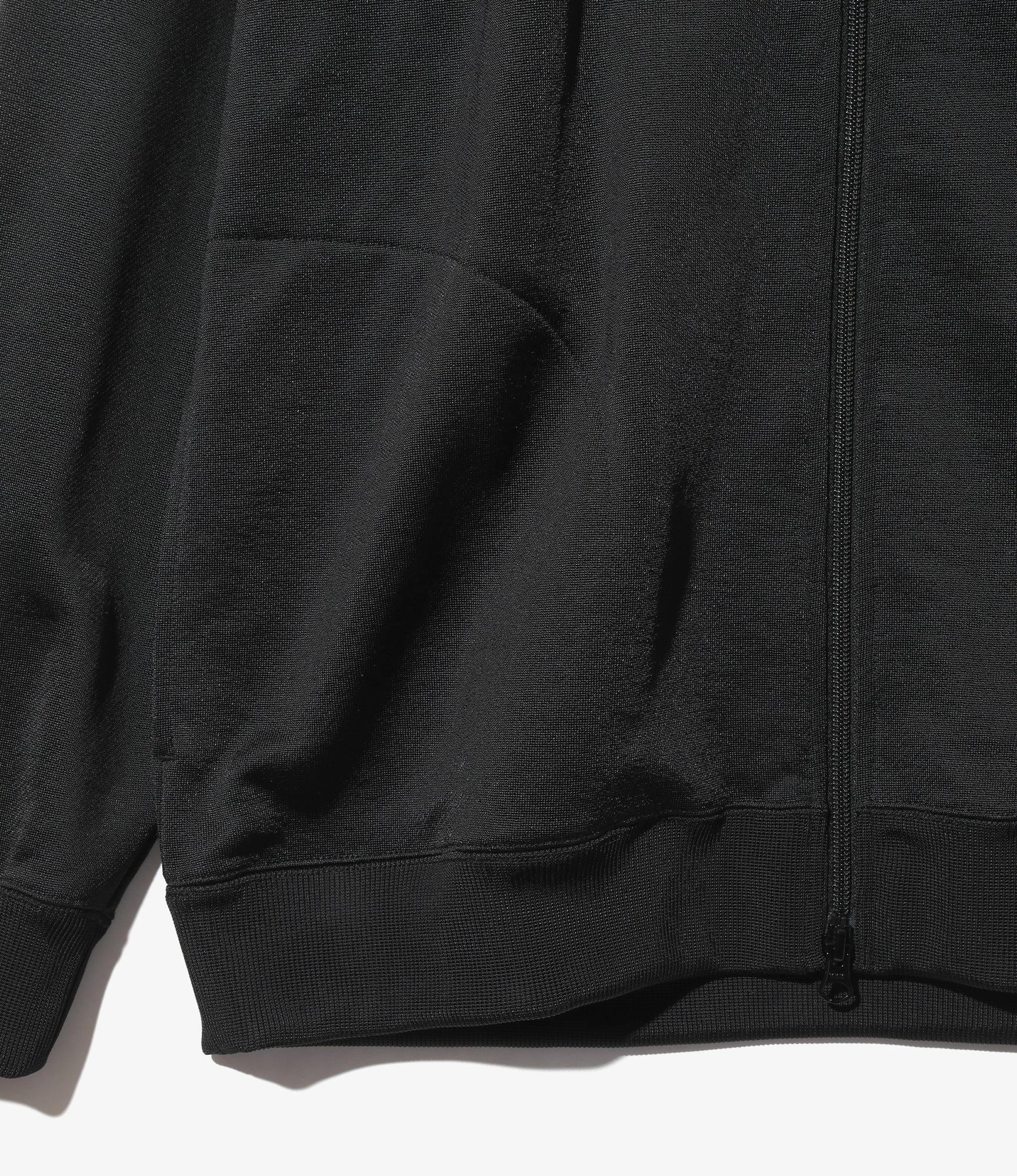 Zipped Hoody - Black - C/PE Bright Jersey