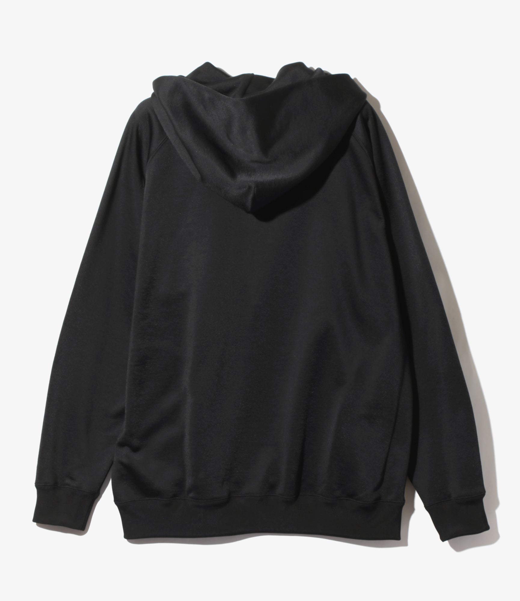 Zipped Hoody - Black - C/PE Bright Jersey