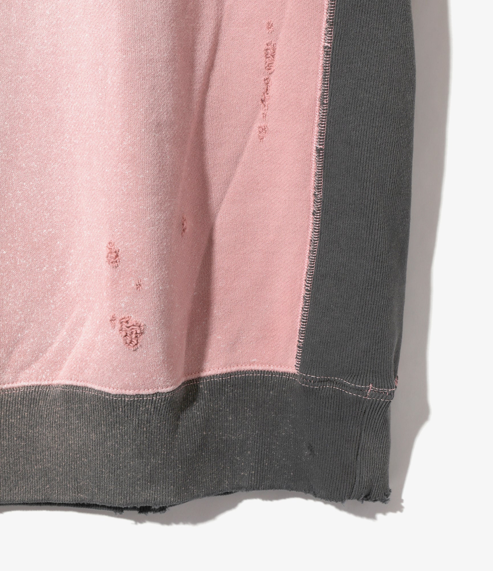 2-Tone Crew Neck Sweat Shirt - Rose - Cotton French Terry