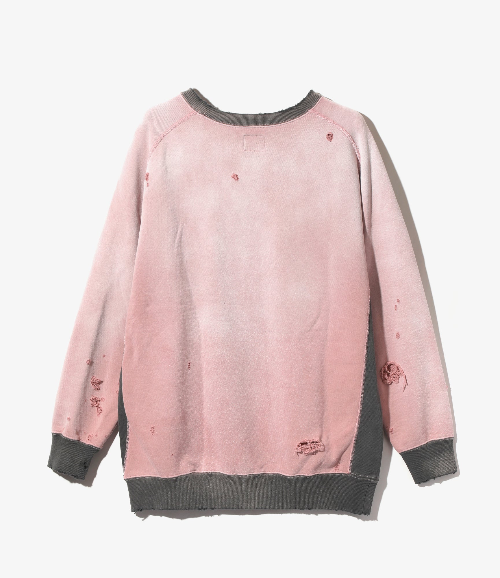 2-Tone Crew Neck Sweat Shirt - Rose - Cotton French Terry