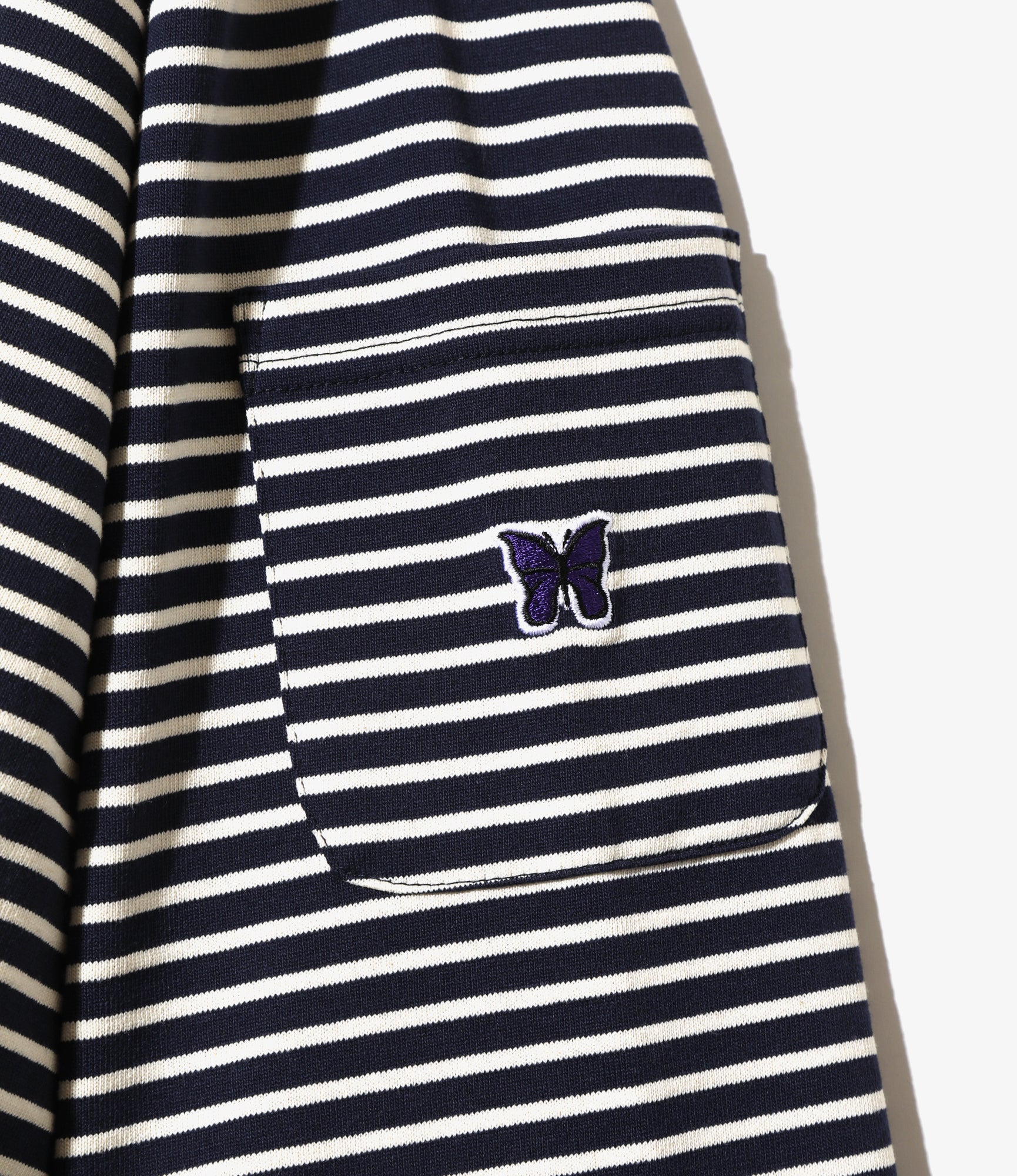 L/S Crew Neck Tee - Navy/White - Cotton Stripe Jq.