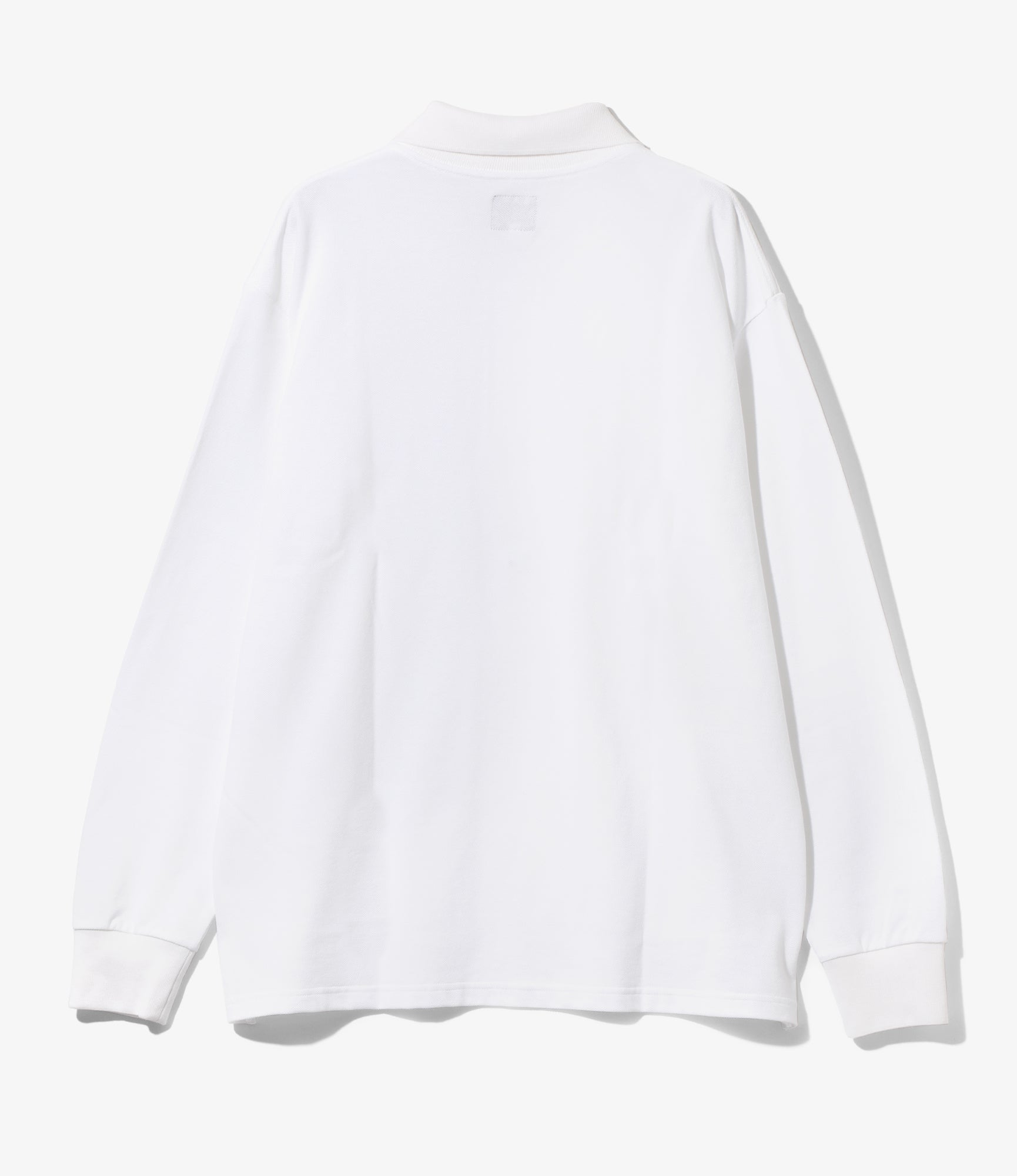 L/S Polo Shirt - White - Cotton Pique