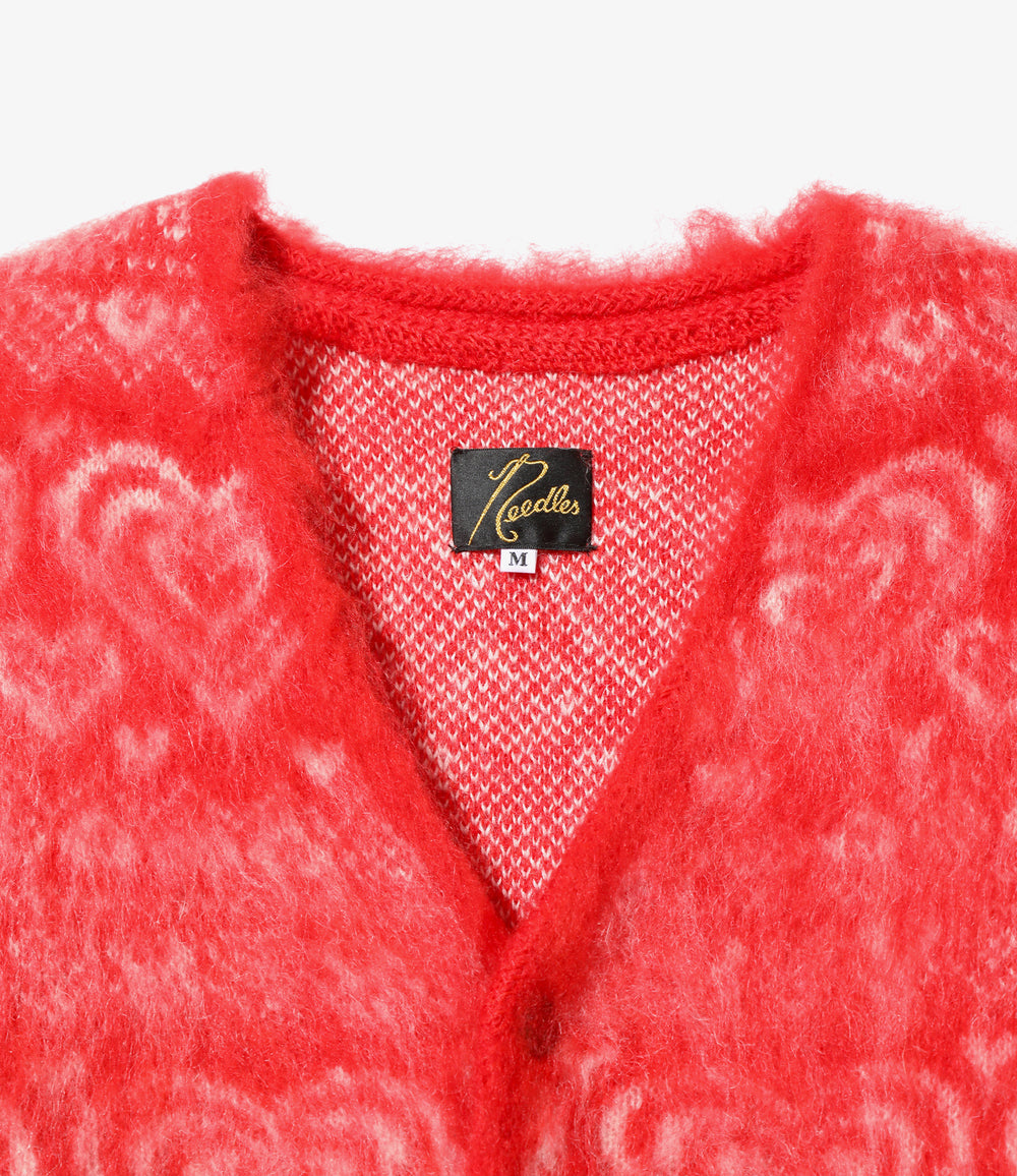 Mohair Cardigan - Red - Heart | Nepenthes New York