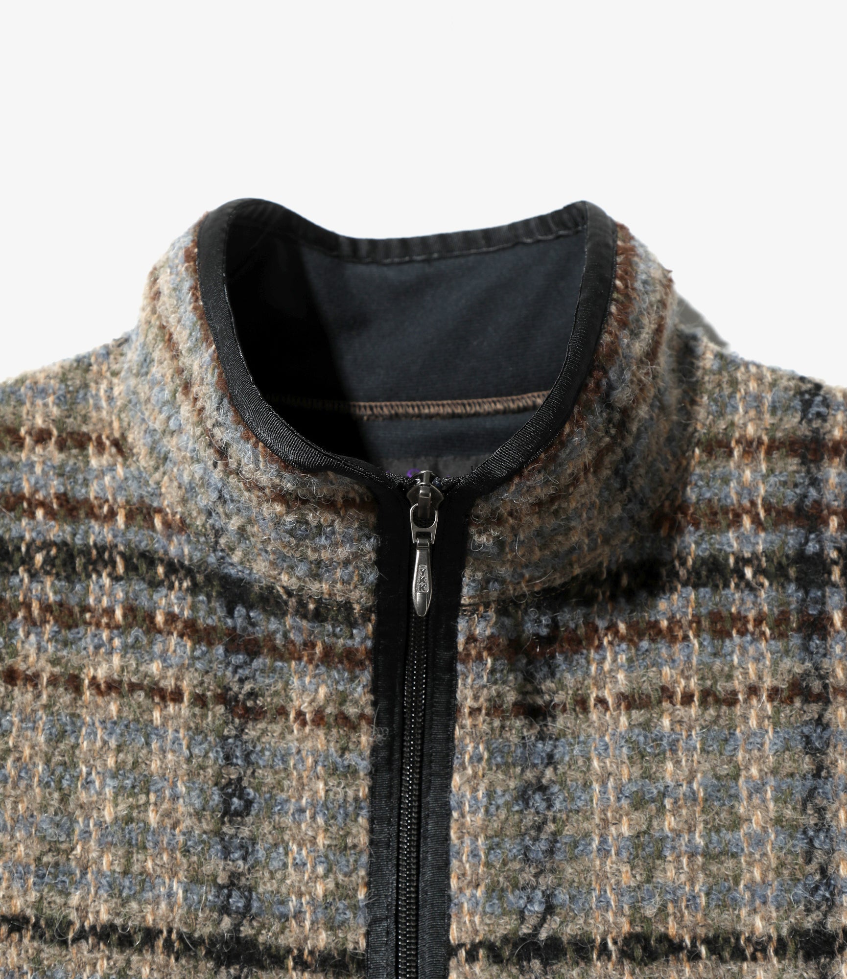 W.U. Piping Jacket - Sax/Brown/Grey - W/PE/PC/AP/N Plaid Tweed