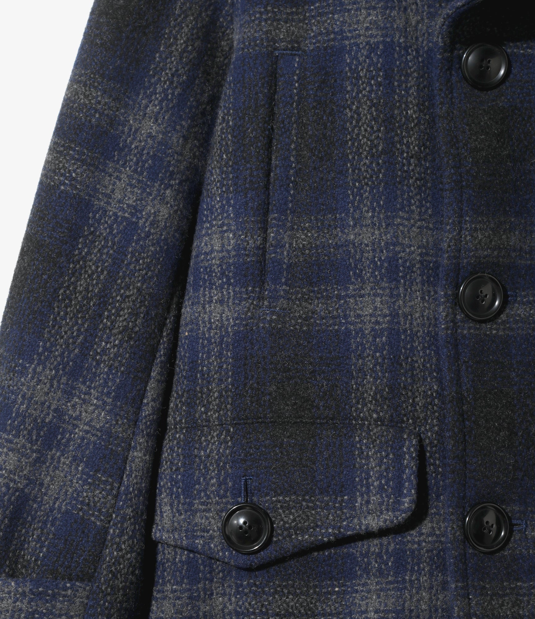 Pea Coat - Navy - W/N Melton Ombre Plaid