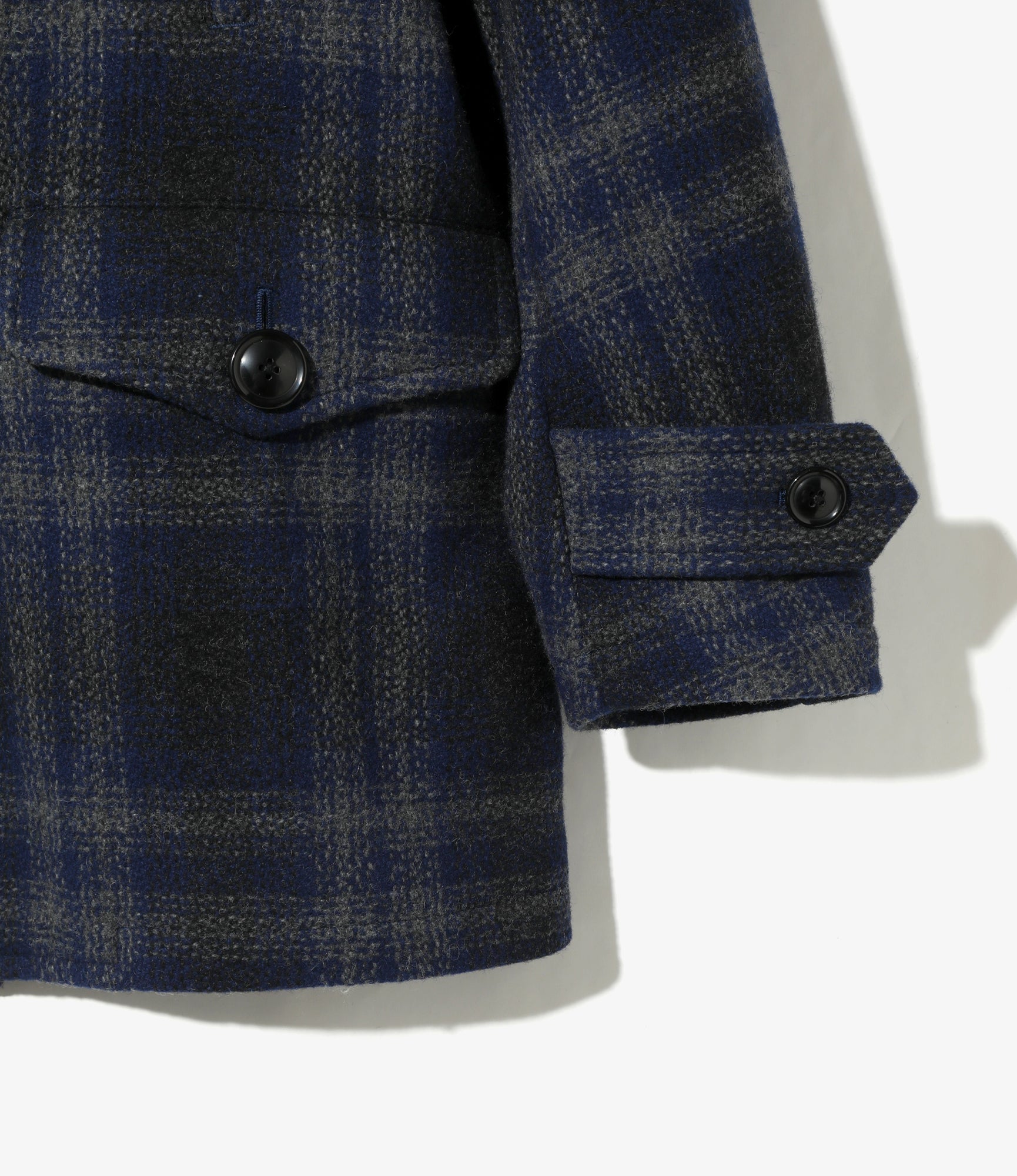 Pea Coat - Navy - W/N Melton Ombre Plaid