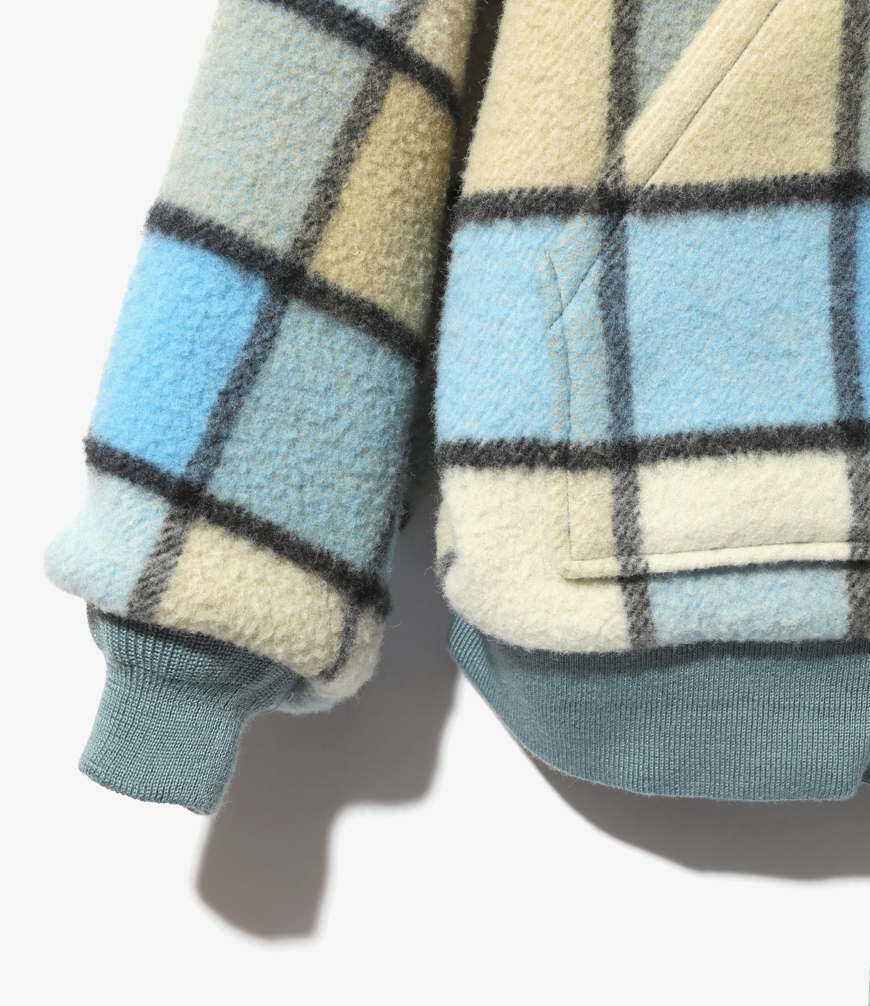 Zipped Work Hoody - Sax - Wool Brushed Plaid Twill