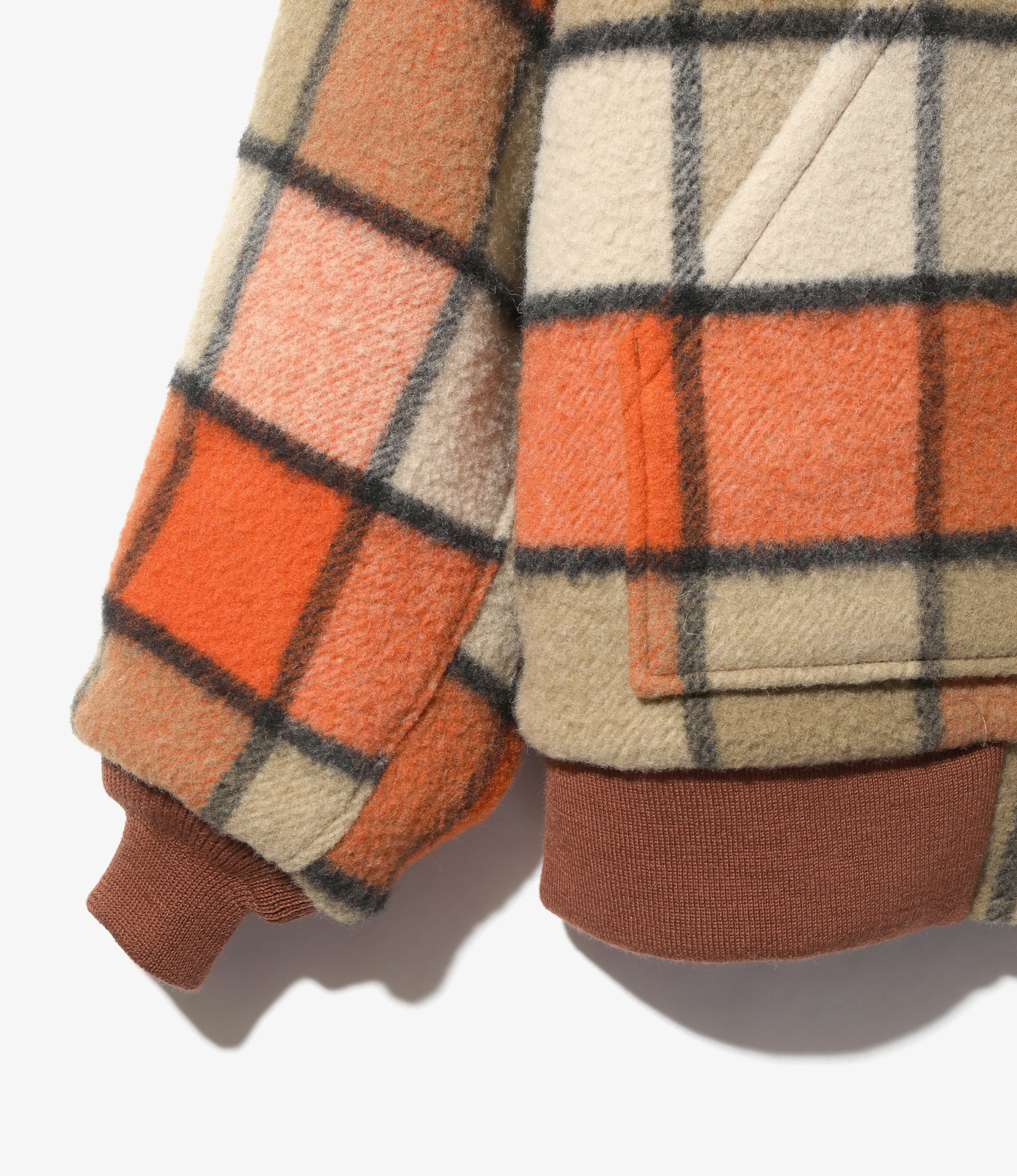 Zipped Work Hoody - Brick - Wool Brushed Plaid Twill